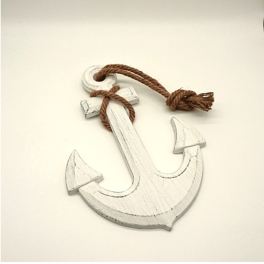 Deko Anker aus Holz in weiß