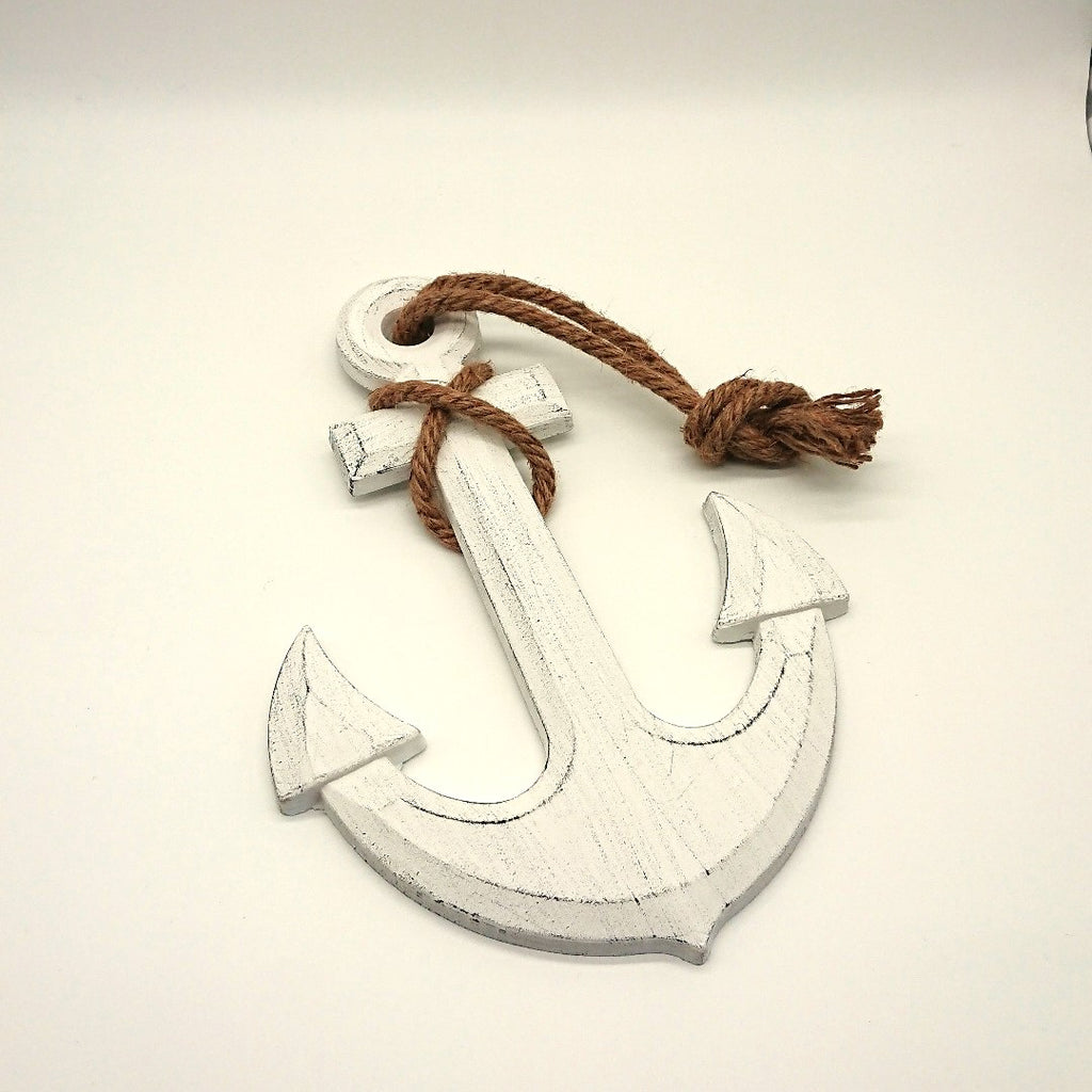 Deko Anker aus Holz in weiß
