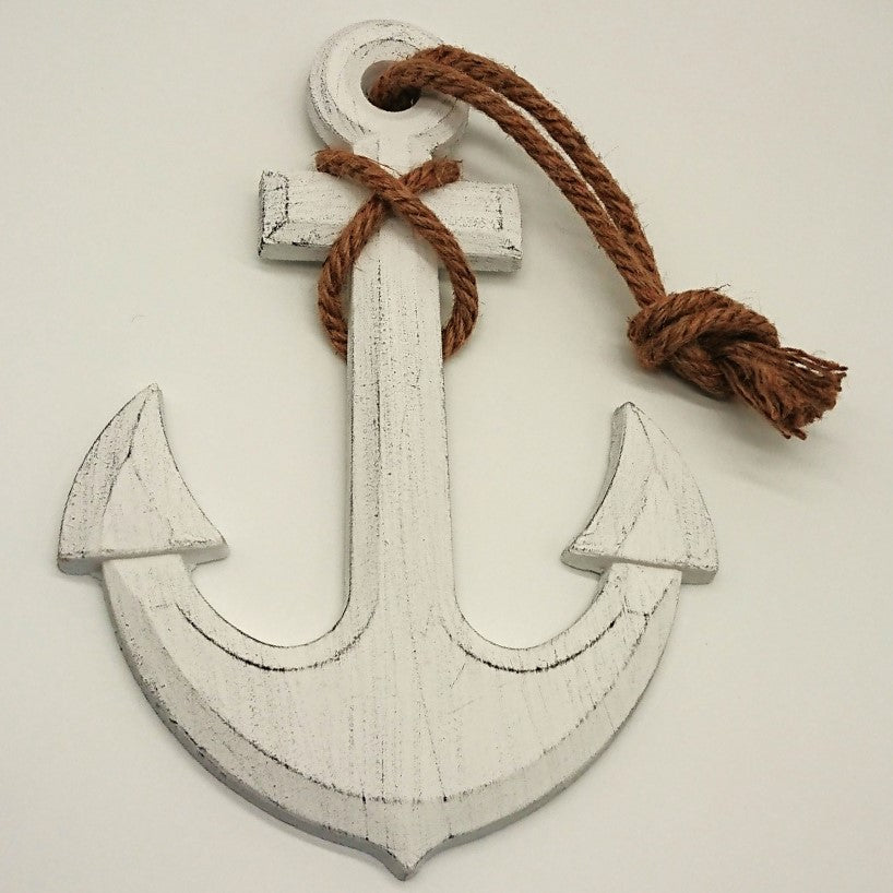 Deko Anker aus Holz in weiß