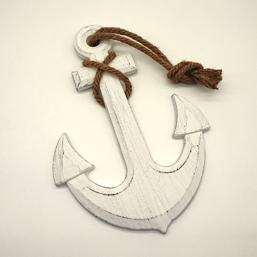 Deko Anker aus Holz in weiß