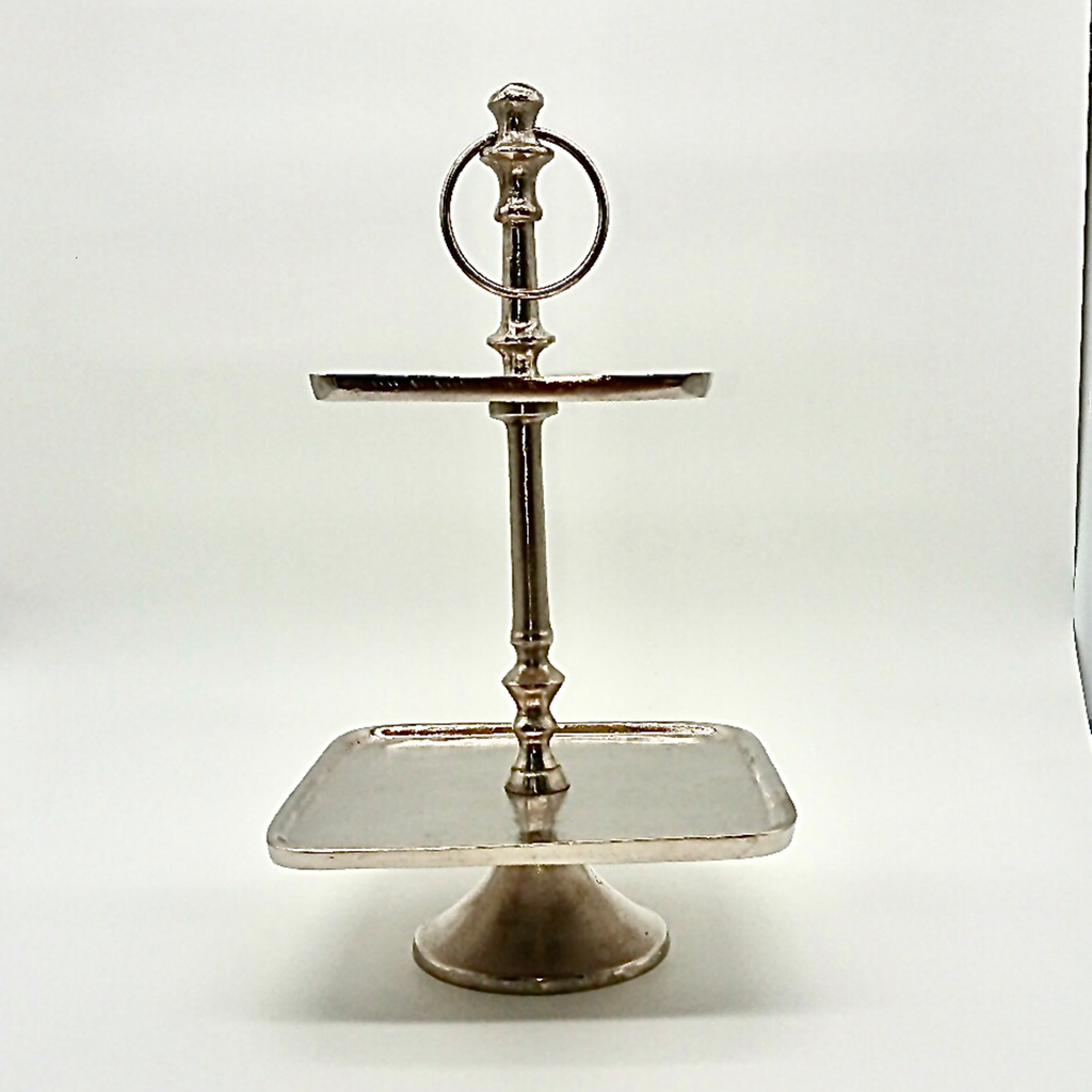 Etagere 2 Stufen Aluminium Silber