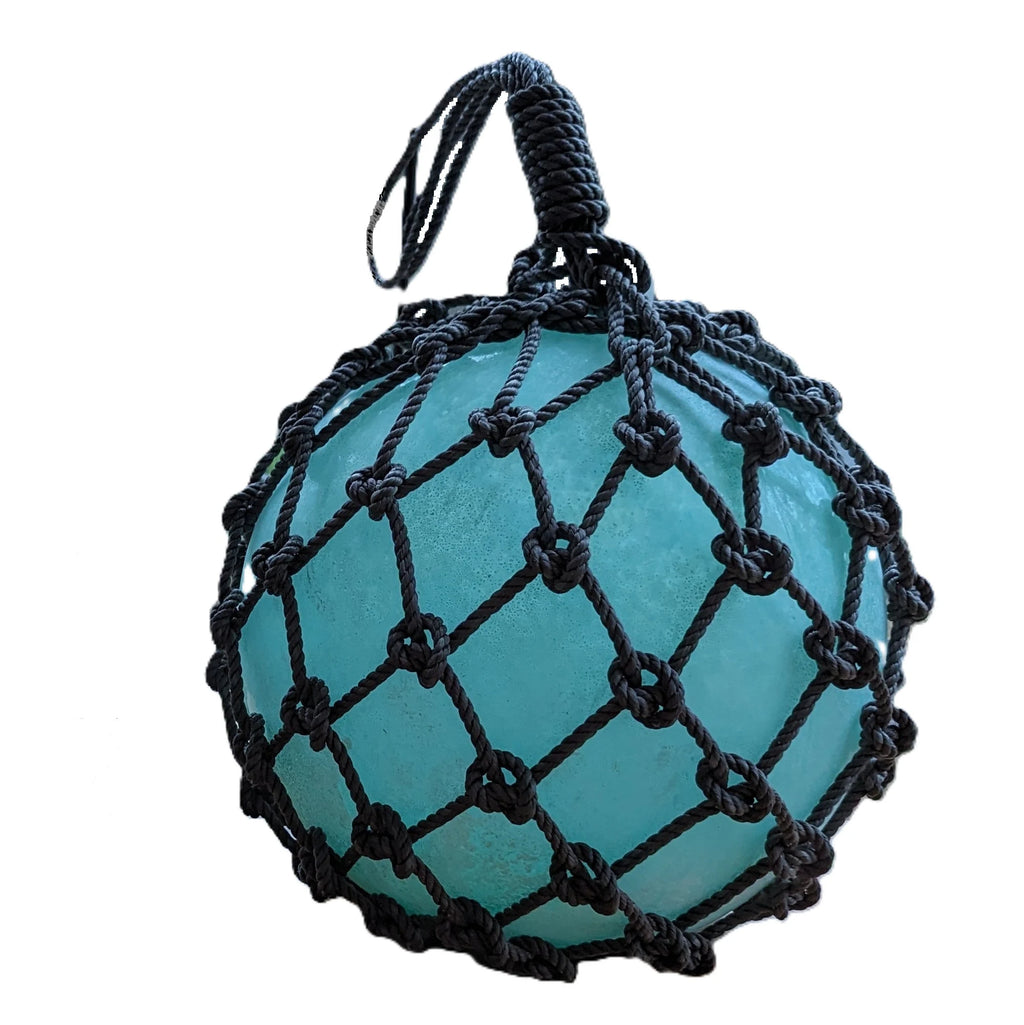 Fischerkugel Glas im Netz türkis