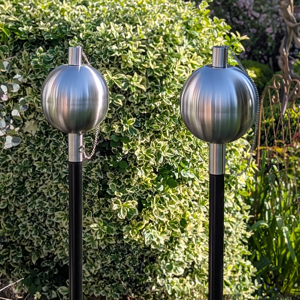 Gartenfackel Ölfackel Edelstahl matt