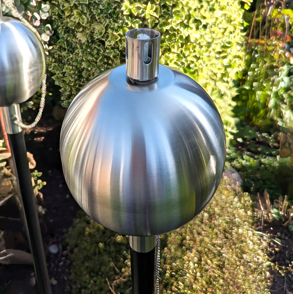 Gartenfackel Ölfackel Edelstahl matt