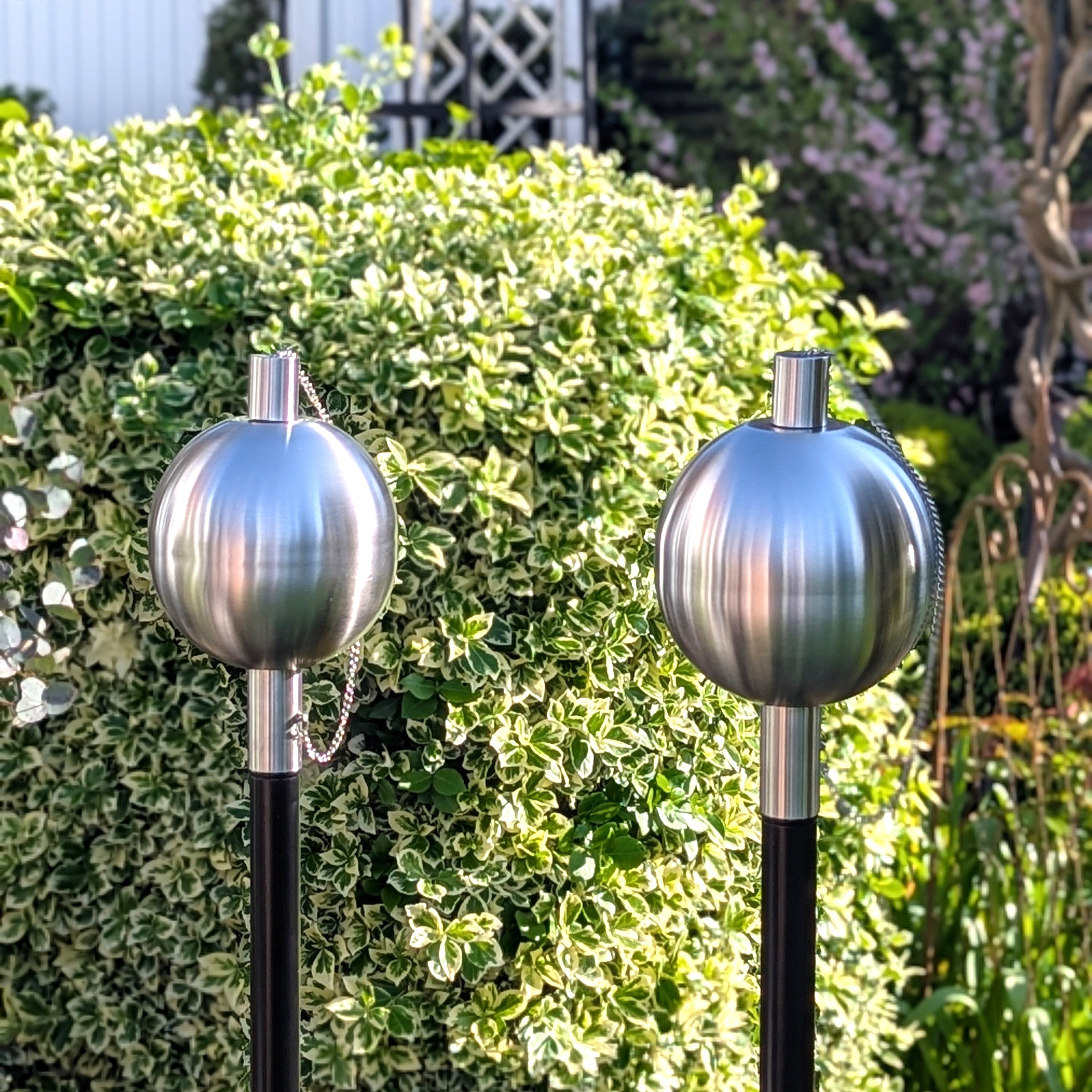 Gartenfackel Ölfackel Edelstahl matt