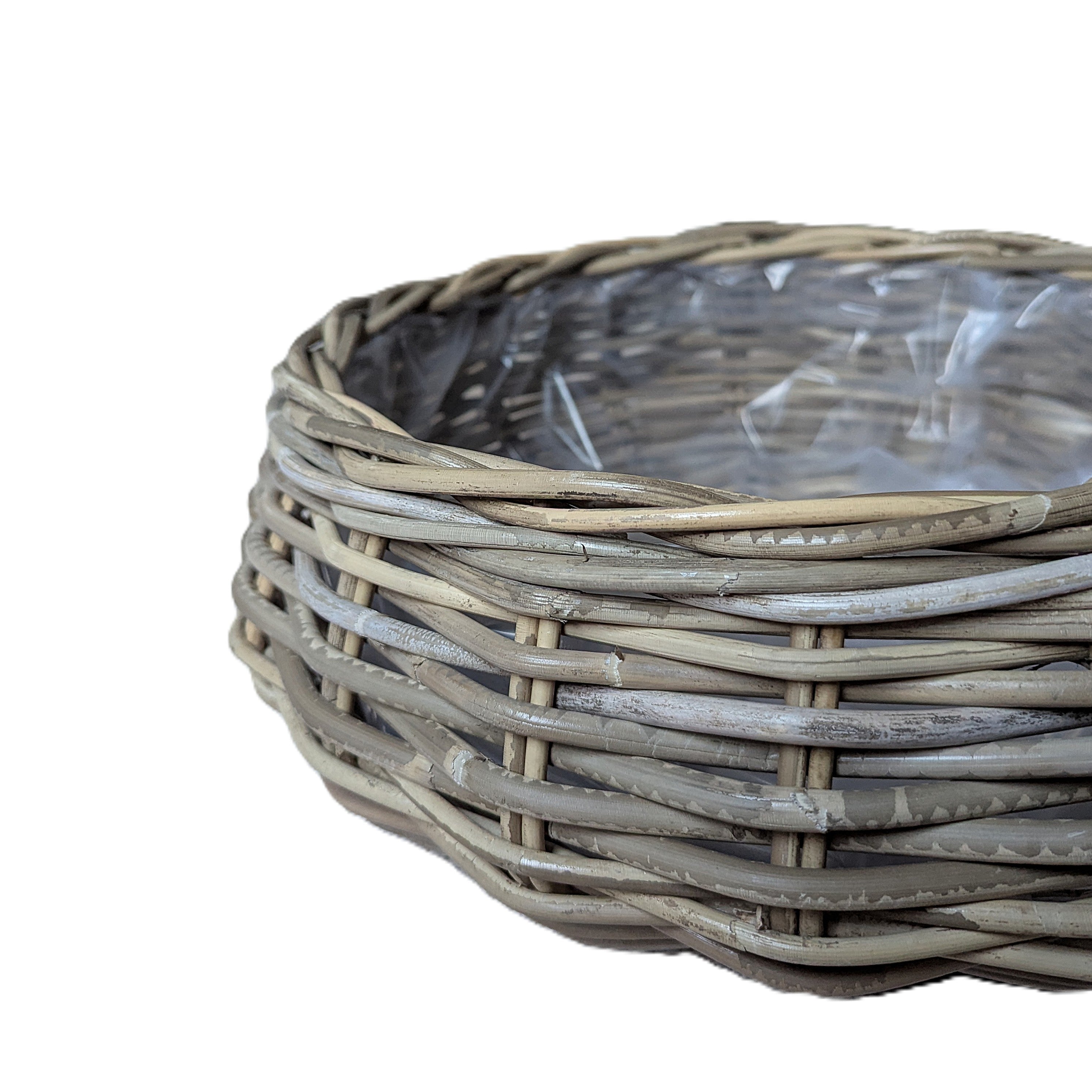 Große Pflanzschale aus Korb flach rund