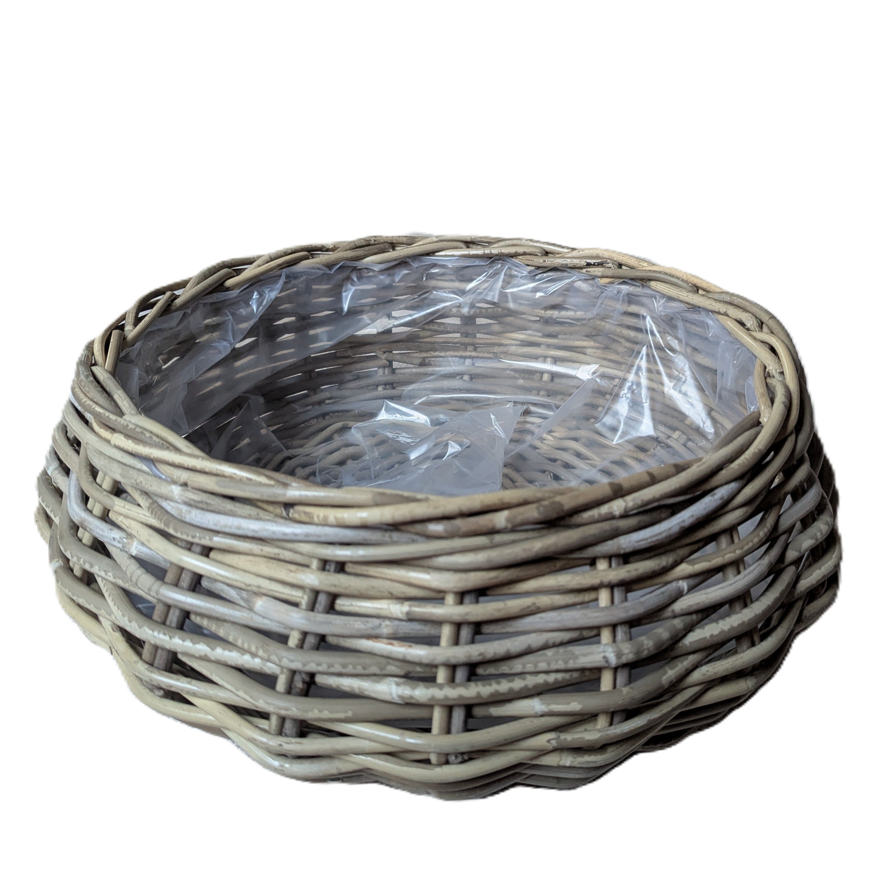 Große Pflanzschale aus Korb flach rund