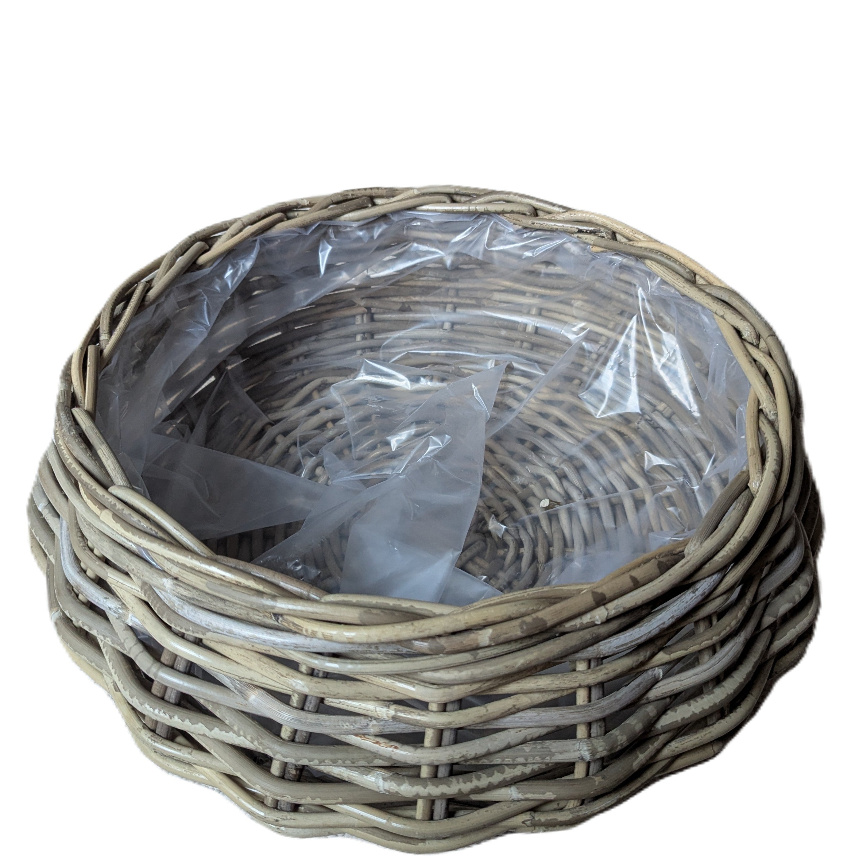 Große Pflanzschale aus Korb flach rund