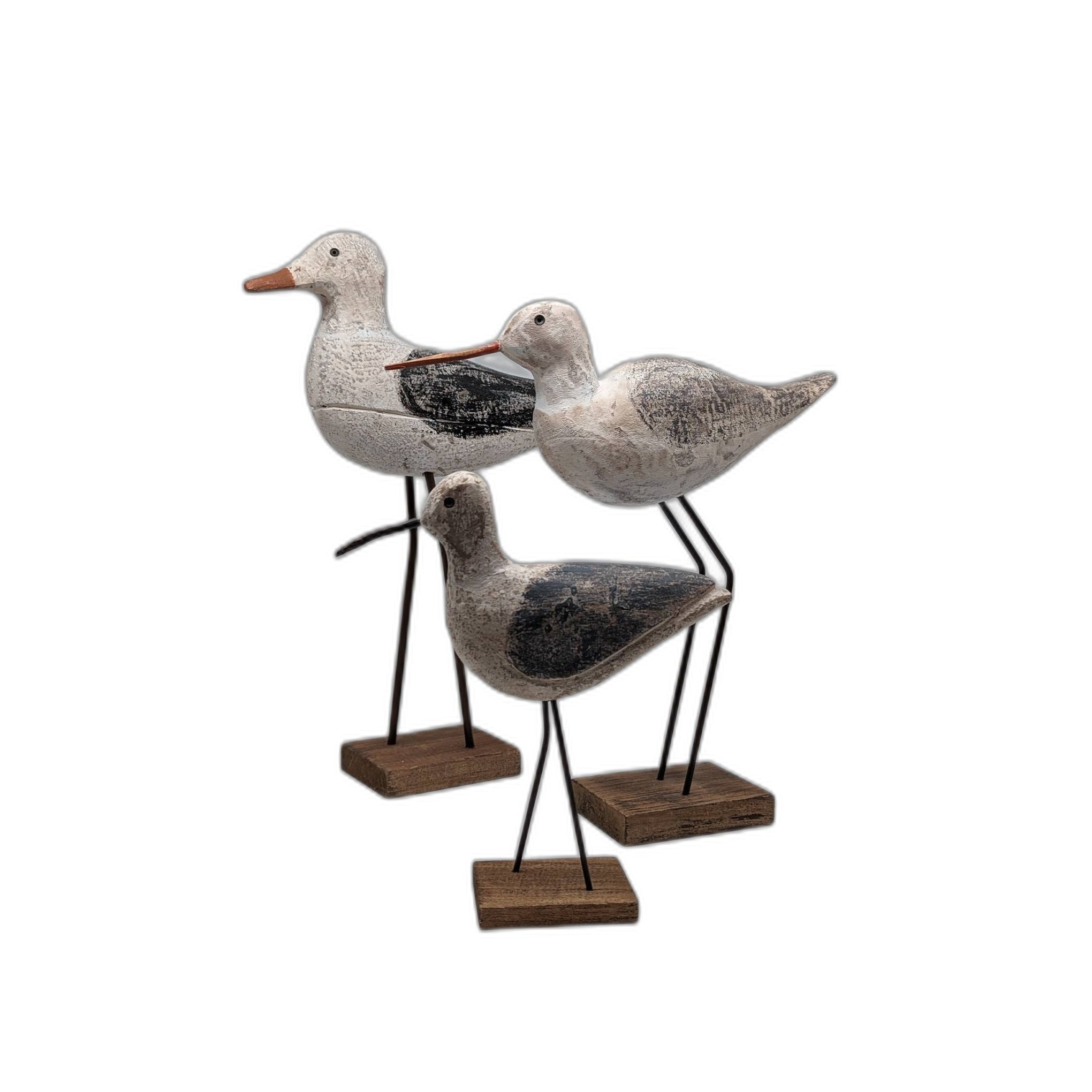 Holz Skulptur Möwe auf Sockel in drei Größen und Varianten zur Wahl