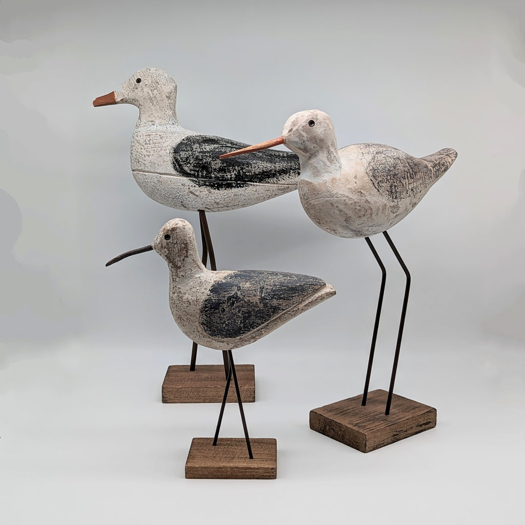 Holz Skulptur Möwe auf Sockel in drei Größen und Varianten zur Wahl