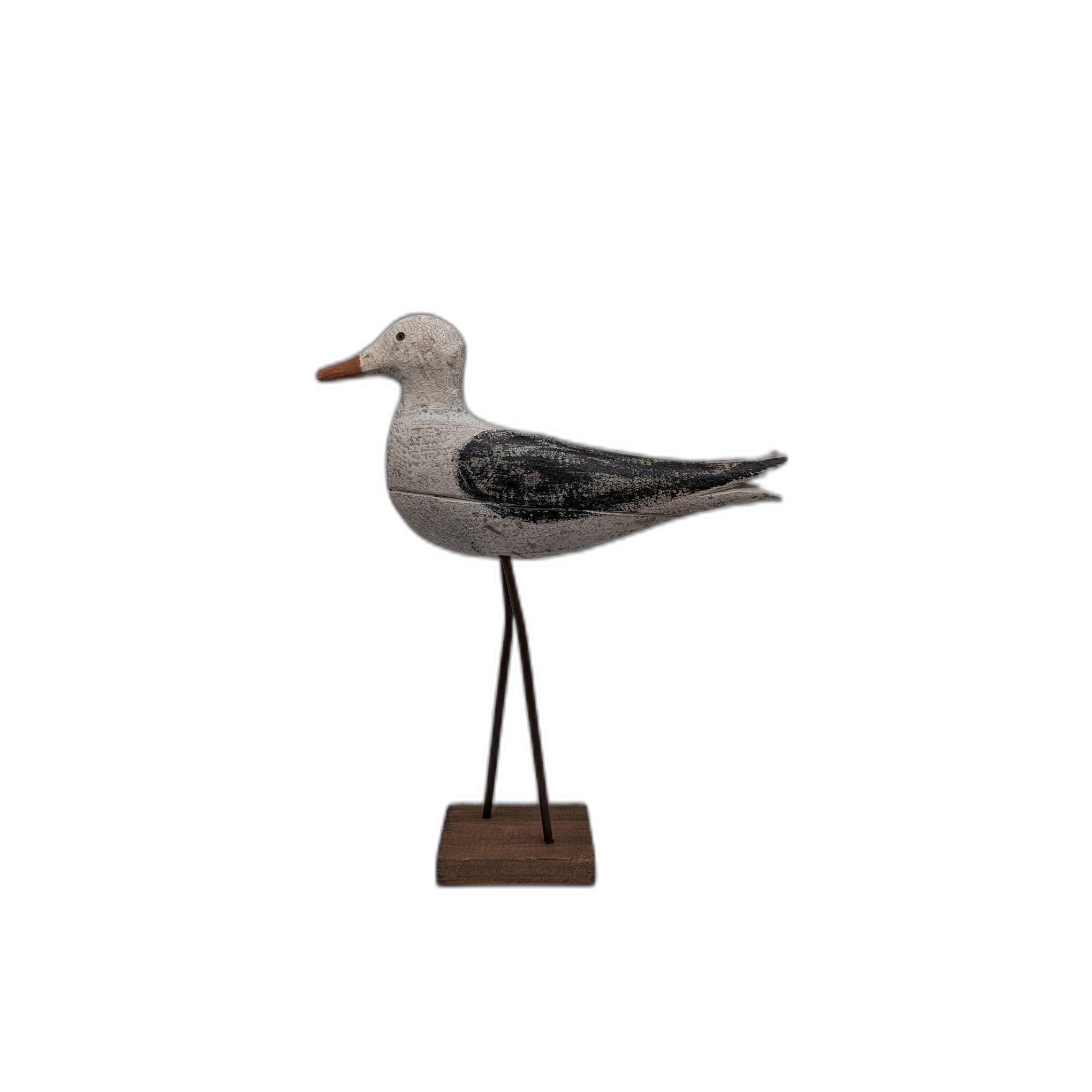 Holz Skulptur Möwe auf Sockel in drei Größen und Varianten zur Wahl