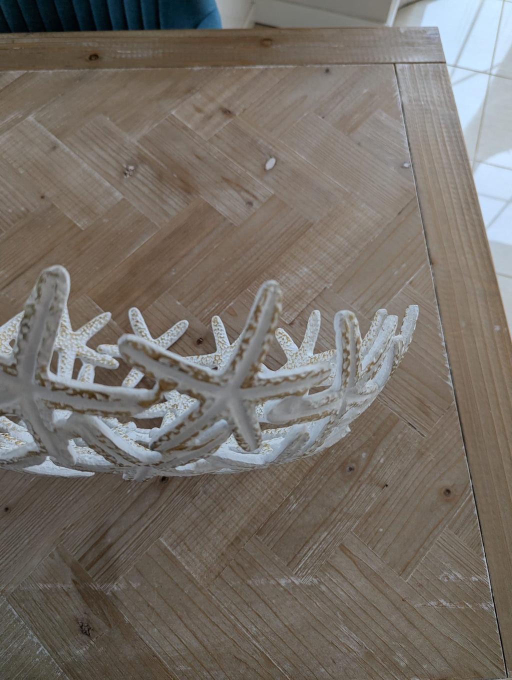 Schale Seestern weiß aus Aluminium