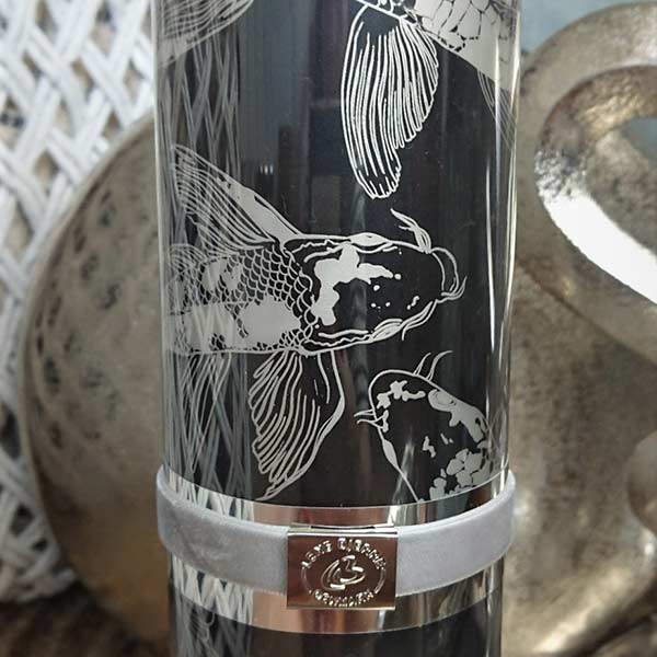 Kerze "Koi Fisch" Design schwarz Silber