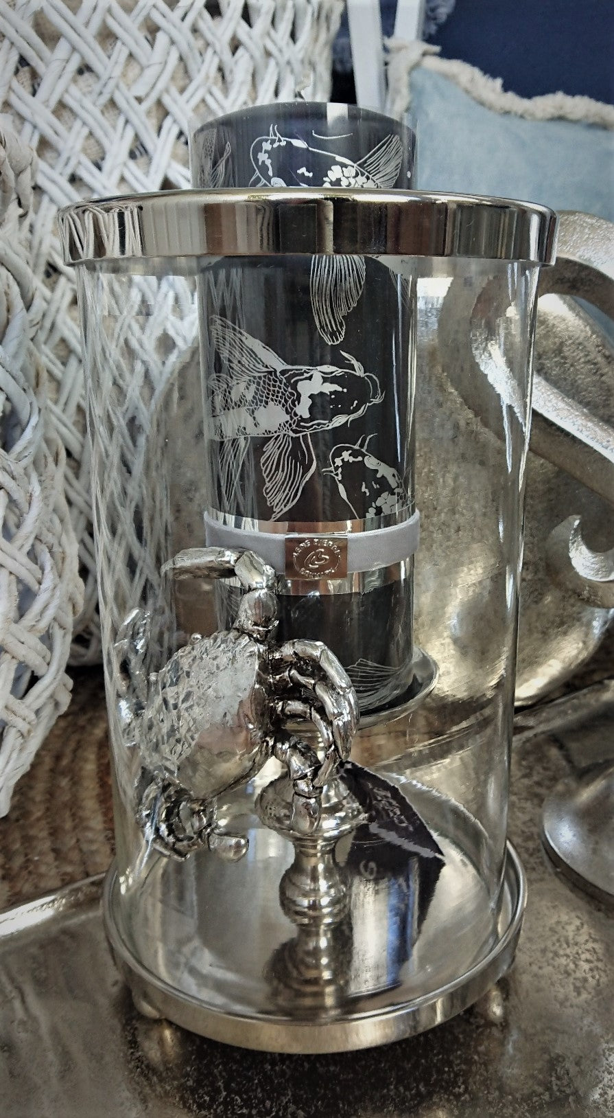 Kerze "Koi Fisch" Design schwarz Silber