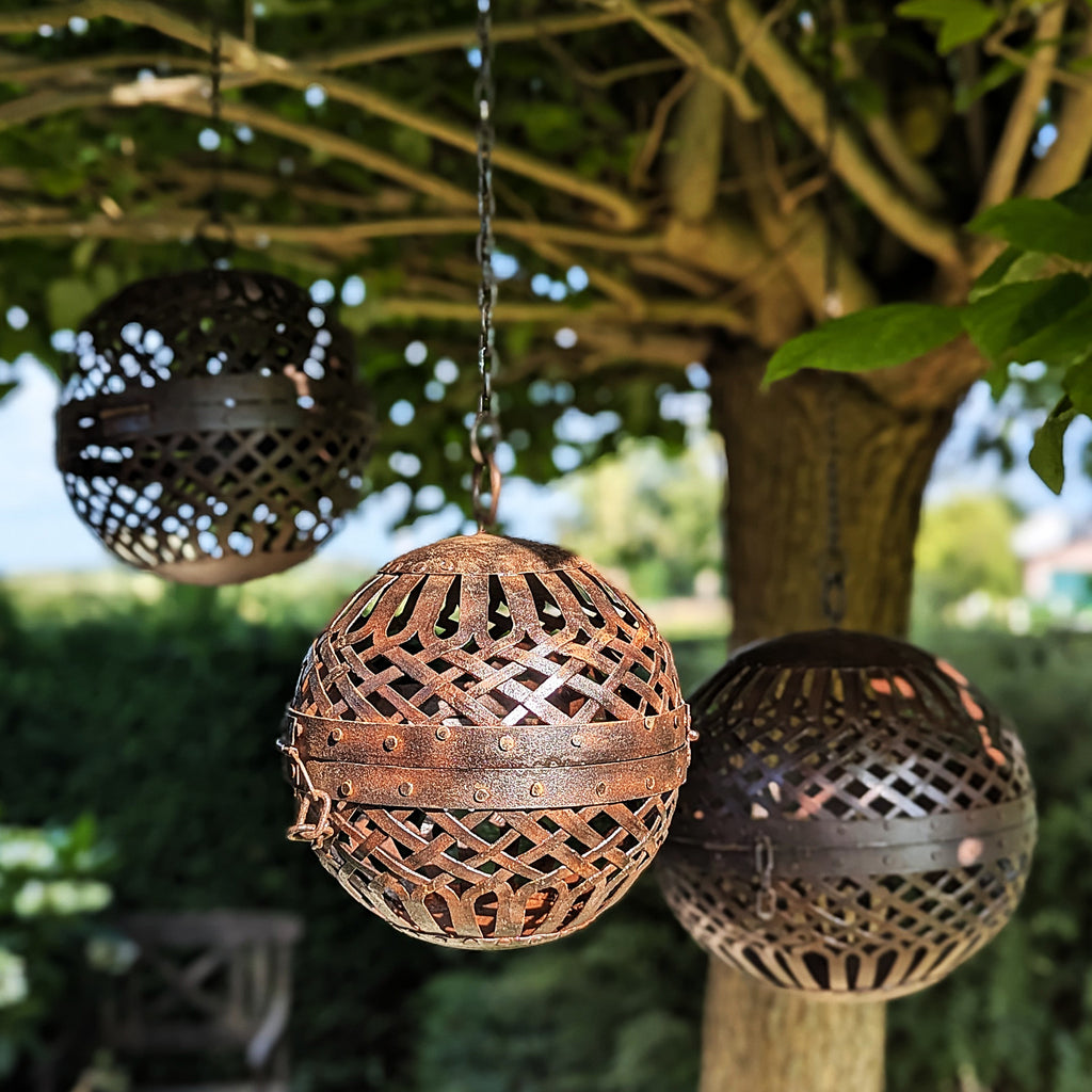 Metallkugel hängend Edelrost in drei Größen