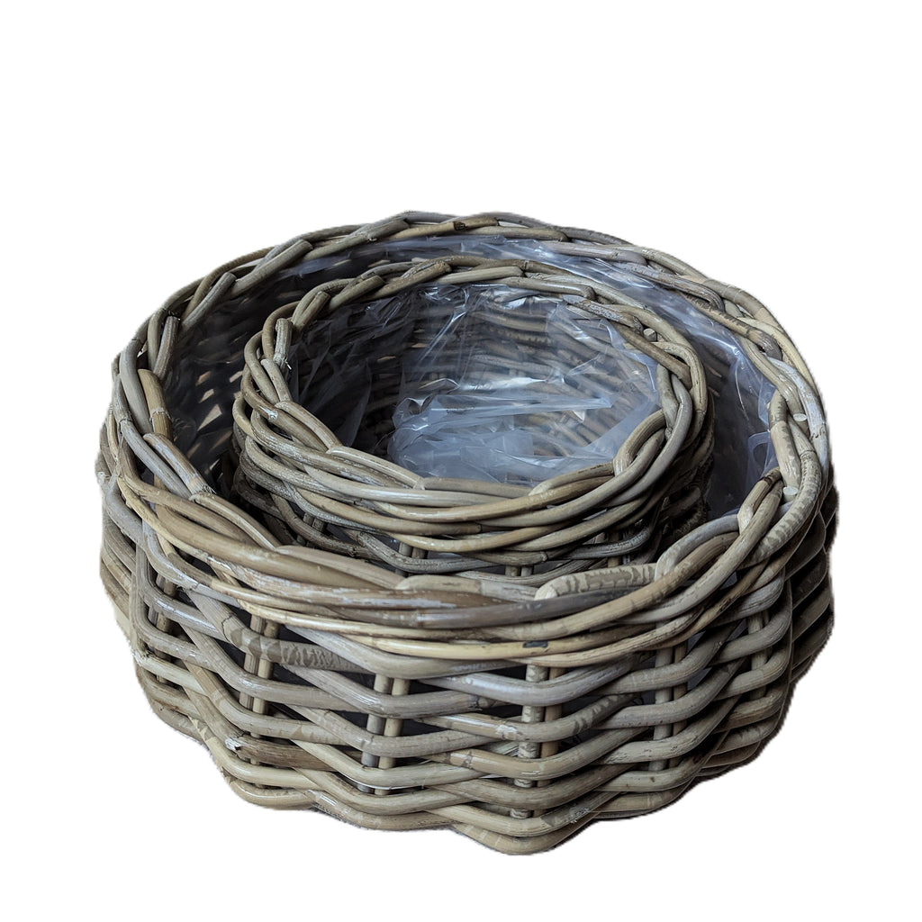 Pflanzkorb im Set rund aus Korb