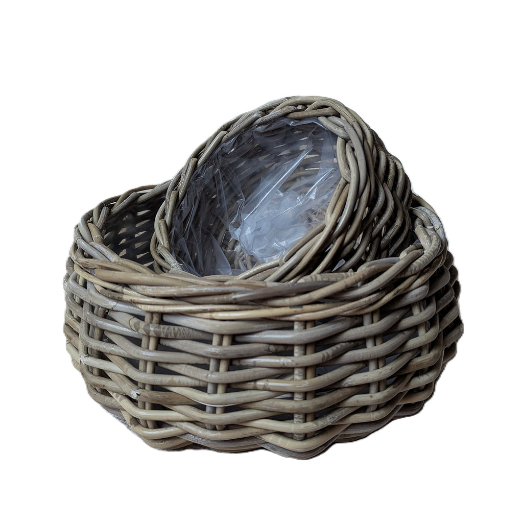 Pflanzkorb im Set rund aus Korb