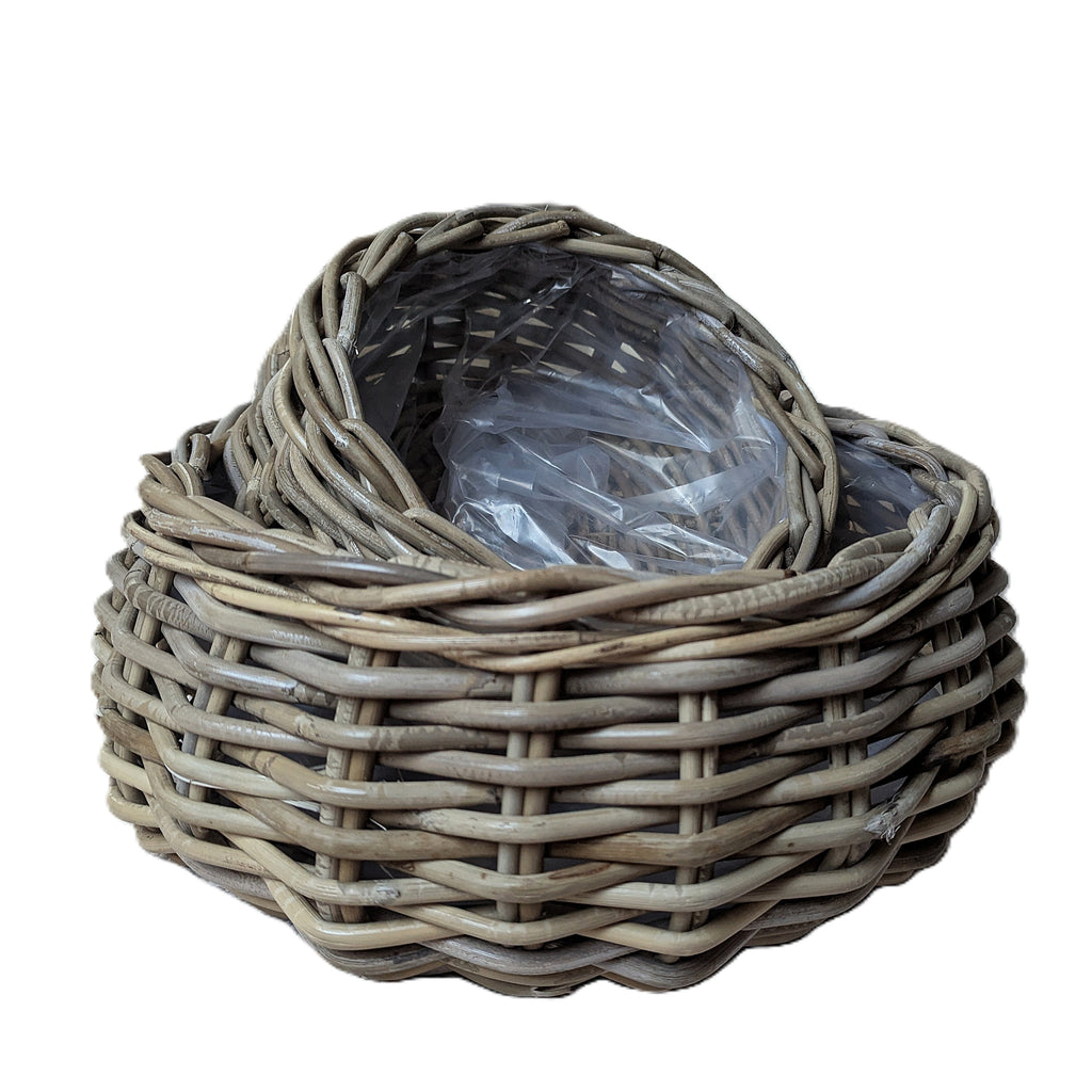 Pflanzkorb im Set rund aus Korb