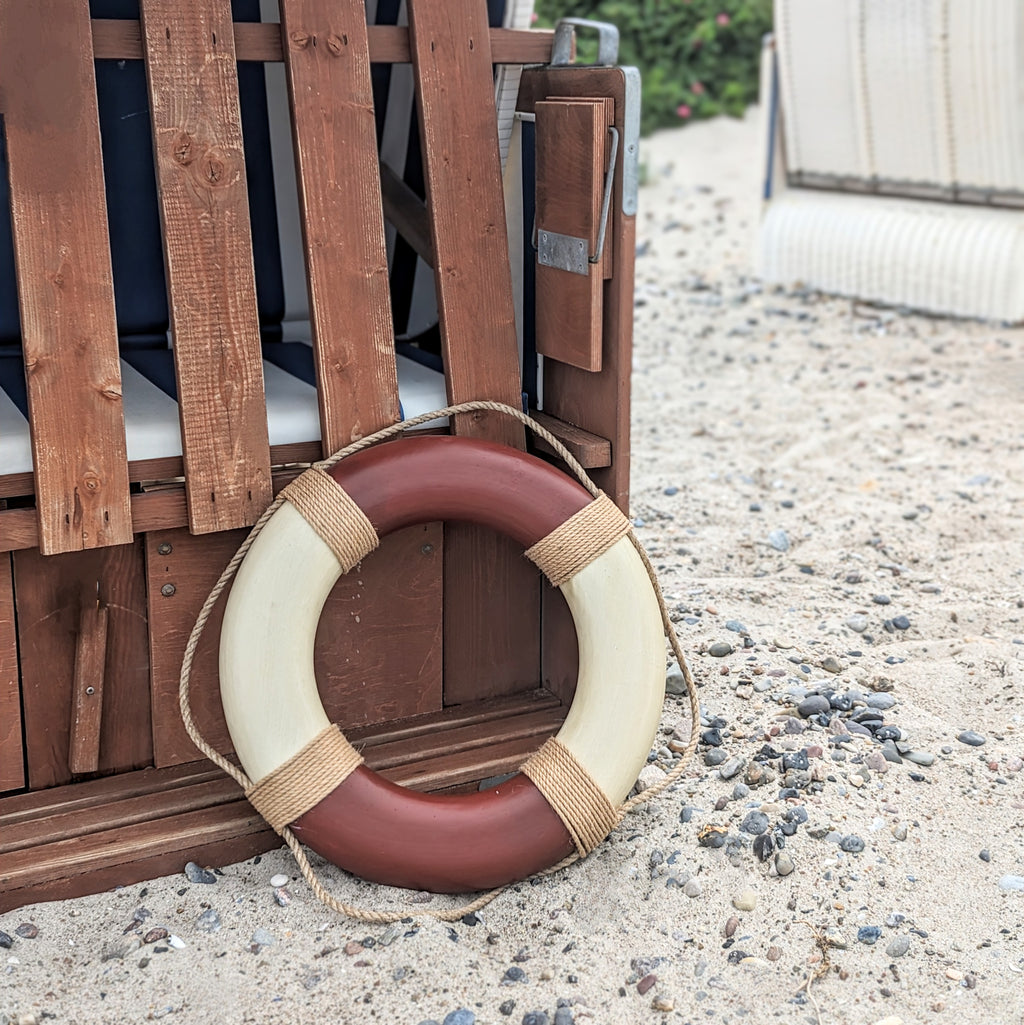 Vintage Rettungsring 50 cm - blau und rot