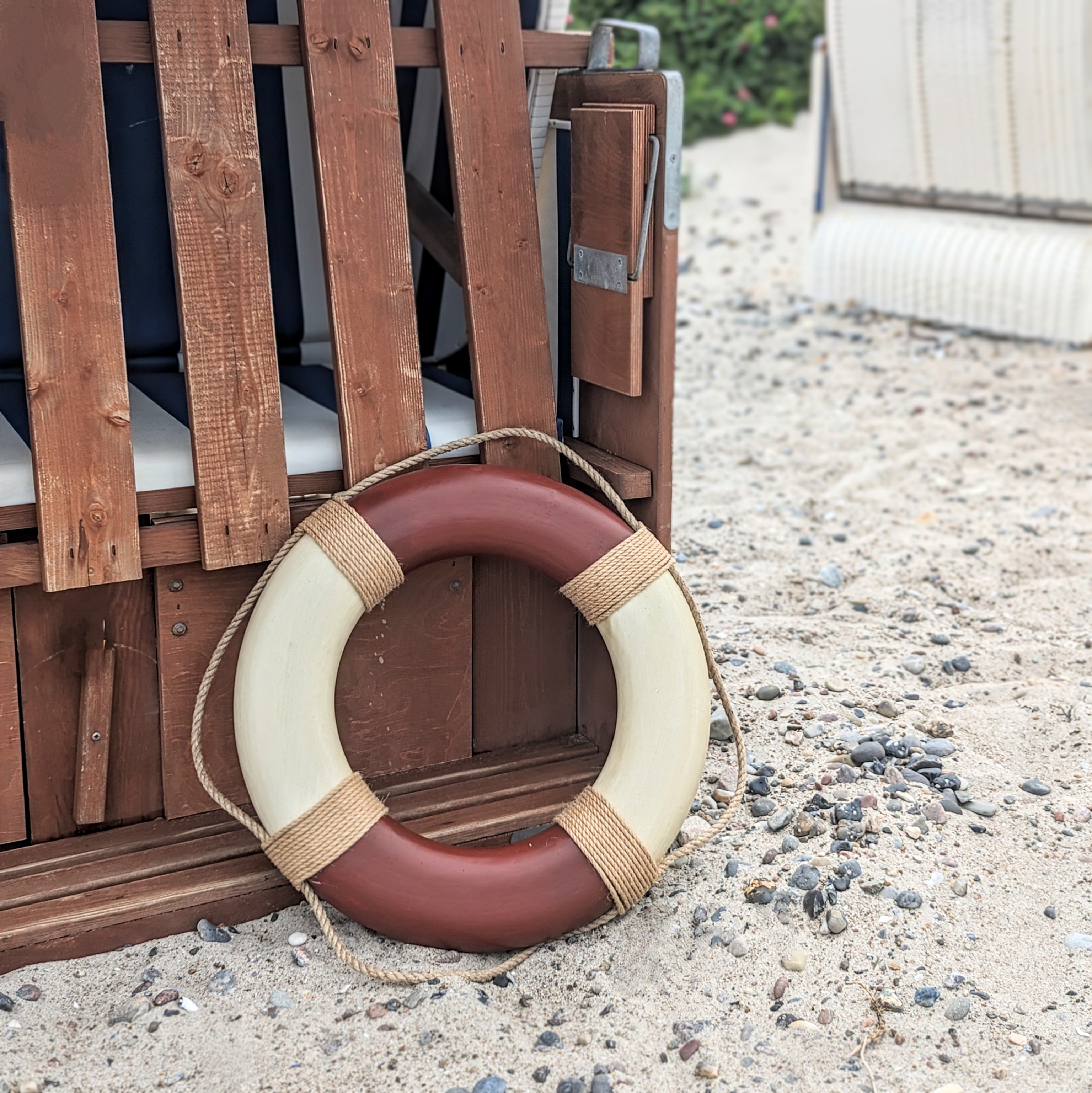 Vintage Rettungsring 50 cm - blau und rot