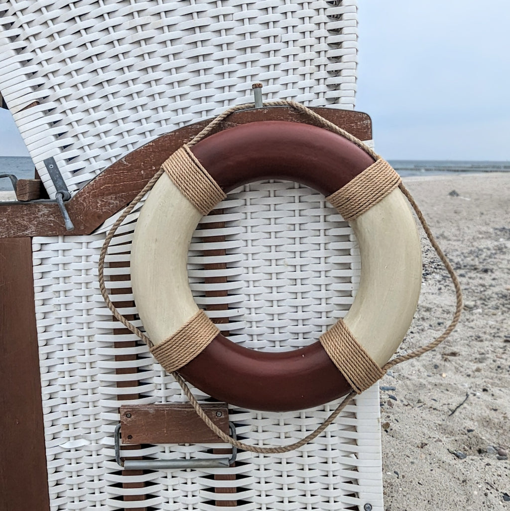 Vintage Rettungsring 50 cm - blau und rot