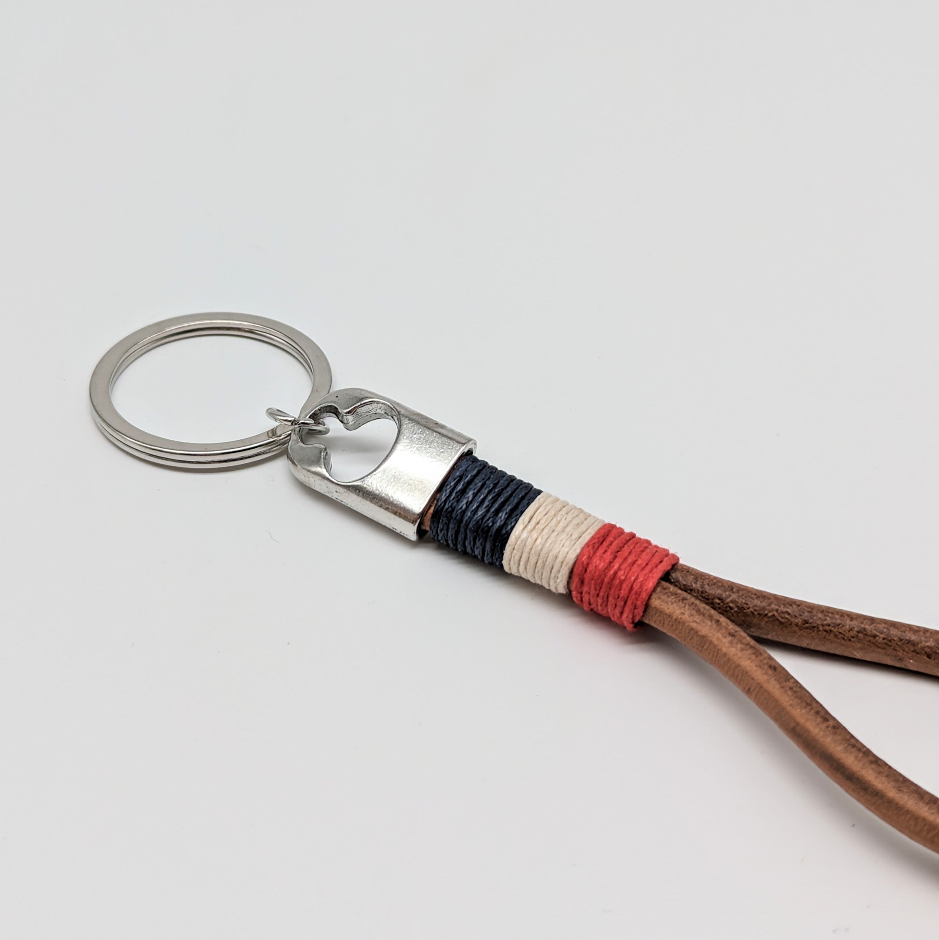 Schlüsselanhänger mit Lederschlaufe maritim