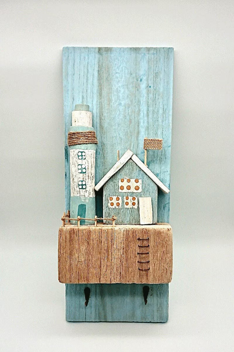 Schlüsselbrett „Leuchtturm &amp; Wärterhaus“