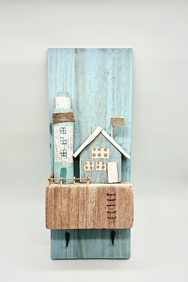 Schlüsselbrett „Leuchtturm &amp; Wärterhaus“