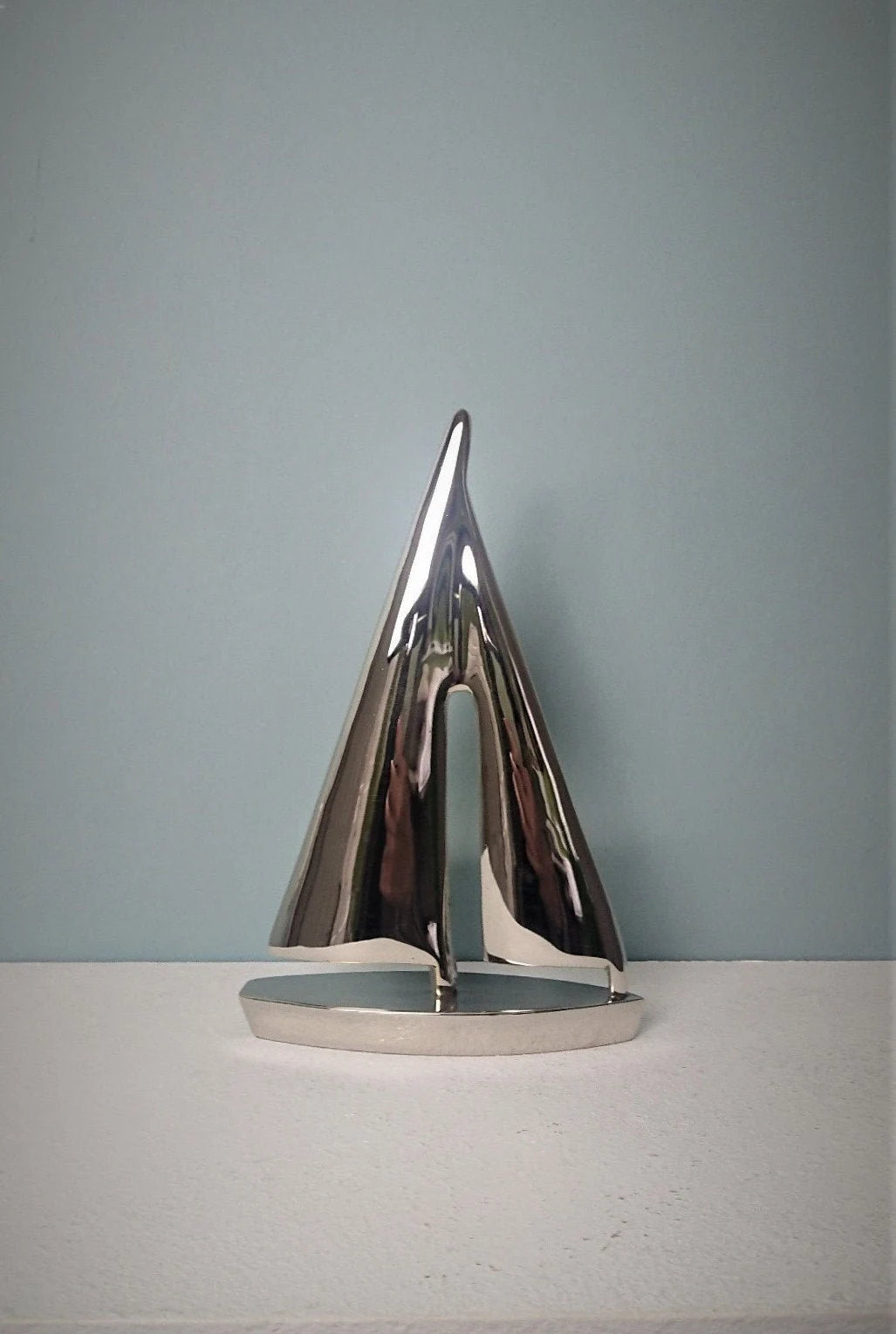 Deko "Segelyacht" Messing vernickelt