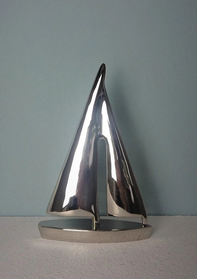 Deko "Segelyacht" Messing vernickelt
