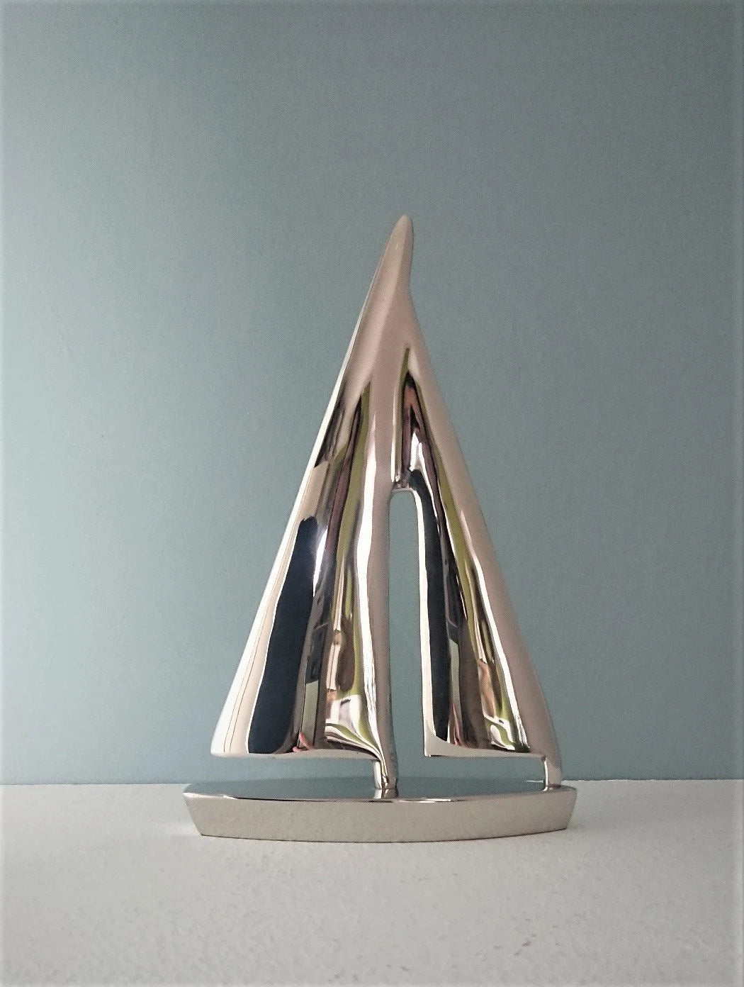 Deko "Segelyacht" Messing vernickelt