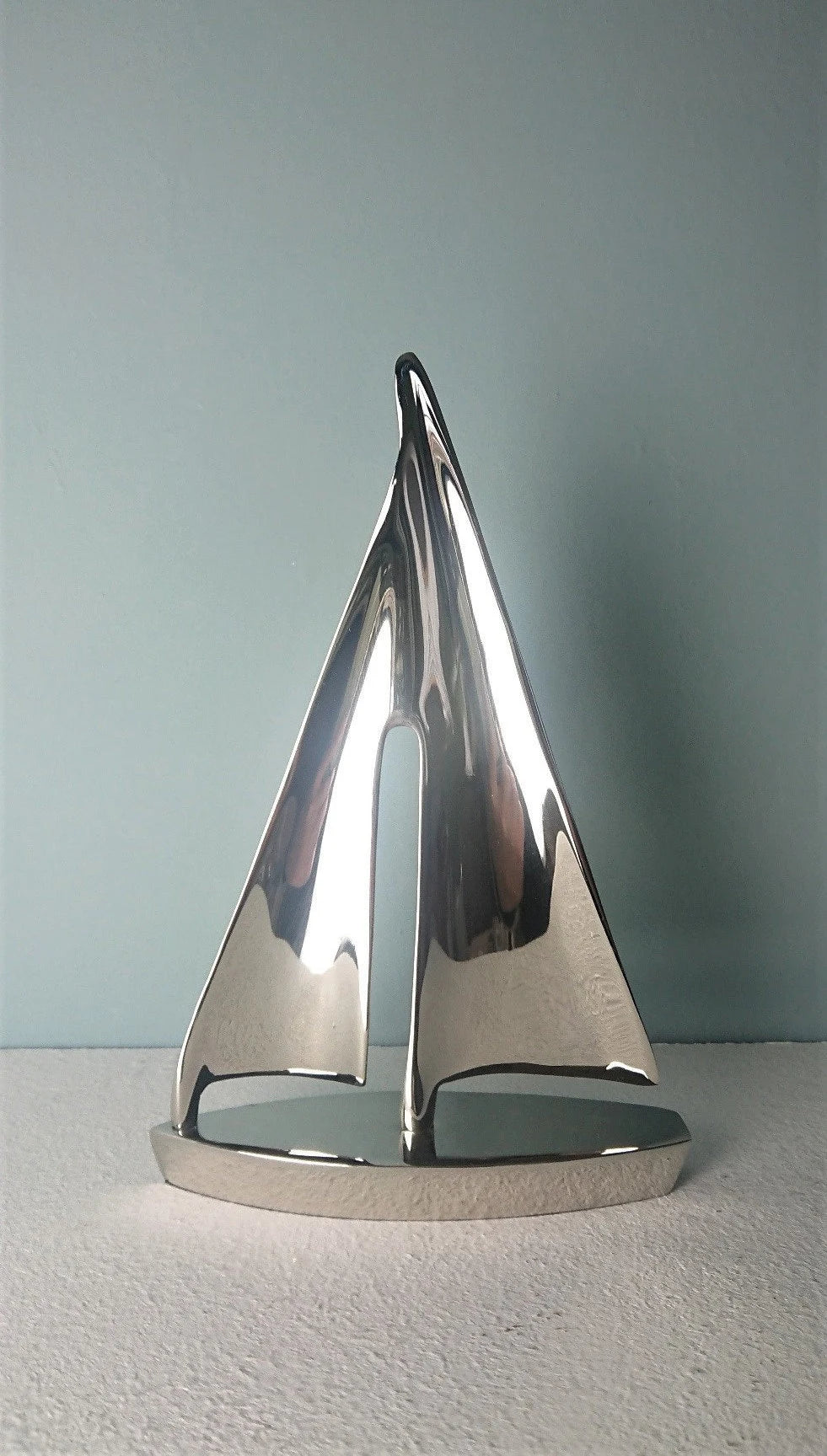 Deko "Segelyacht" Messing vernickelt