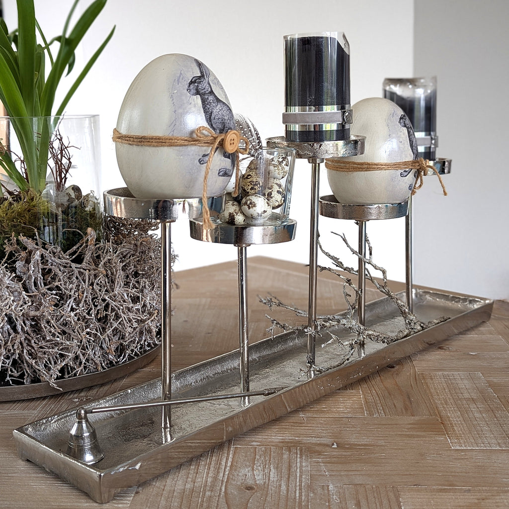 Silber Tablett lang Kerzenhalter