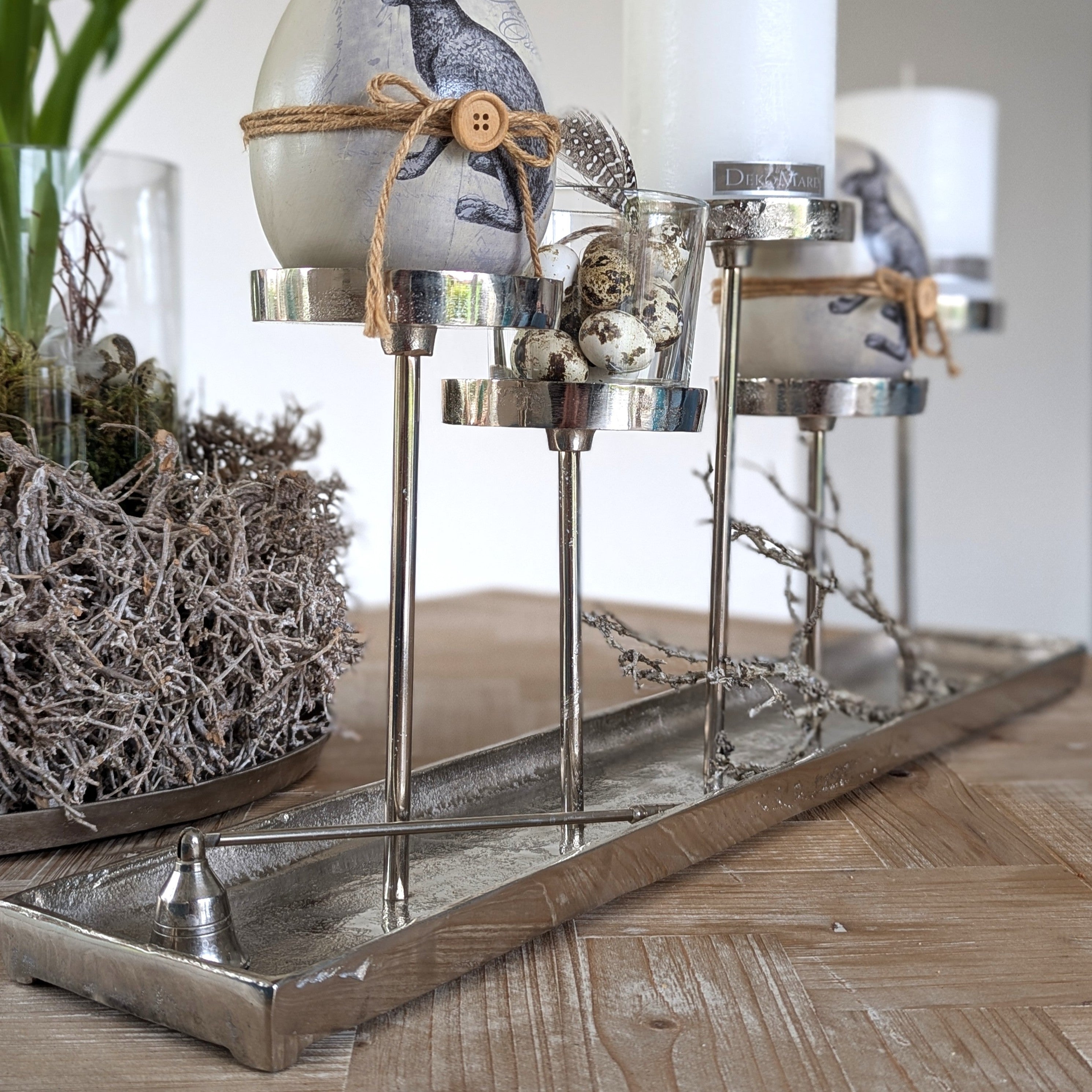 Silber Tablett lang Kerzenhalter