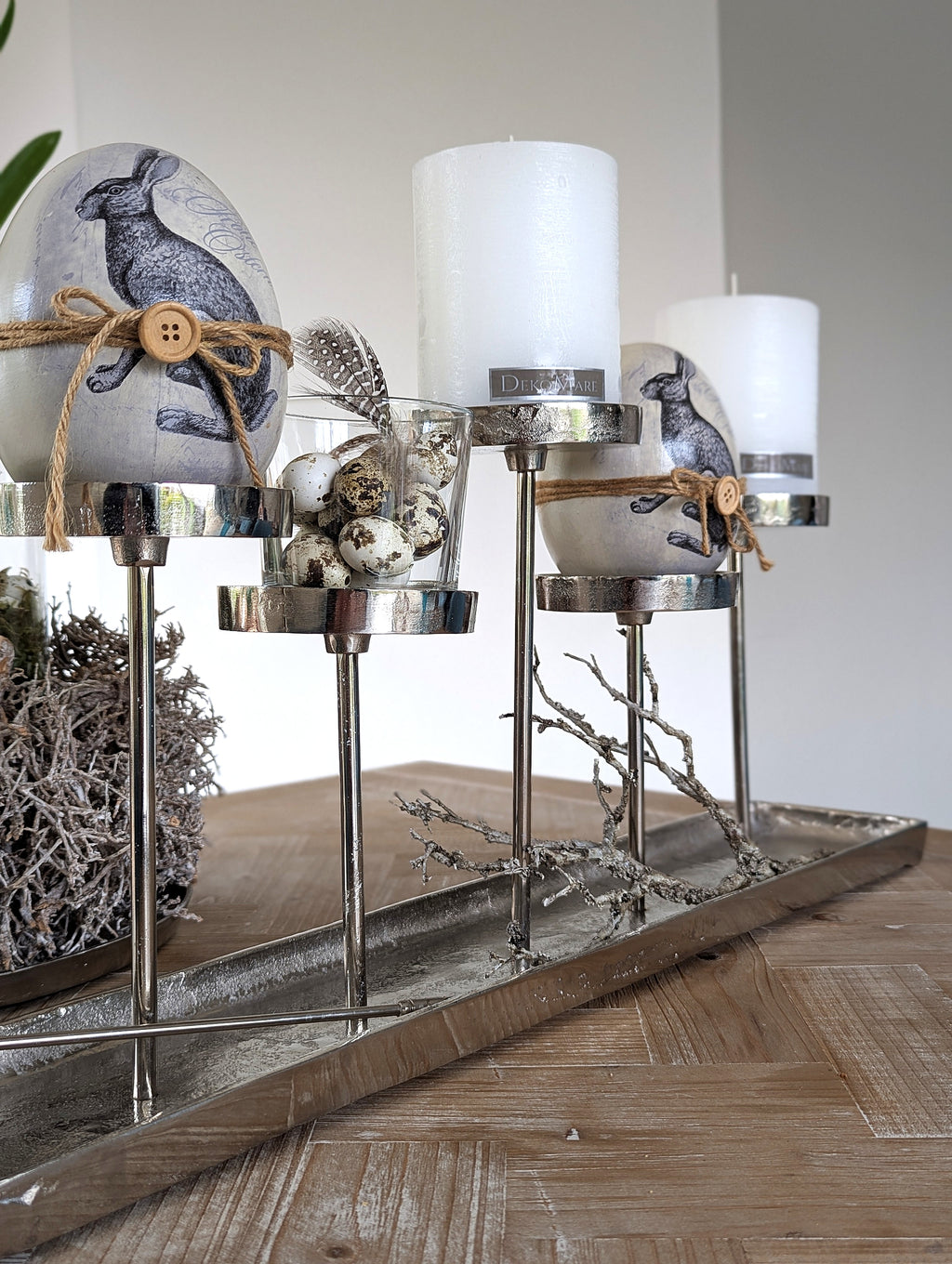 Silber Tablett lang Kerzenhalter