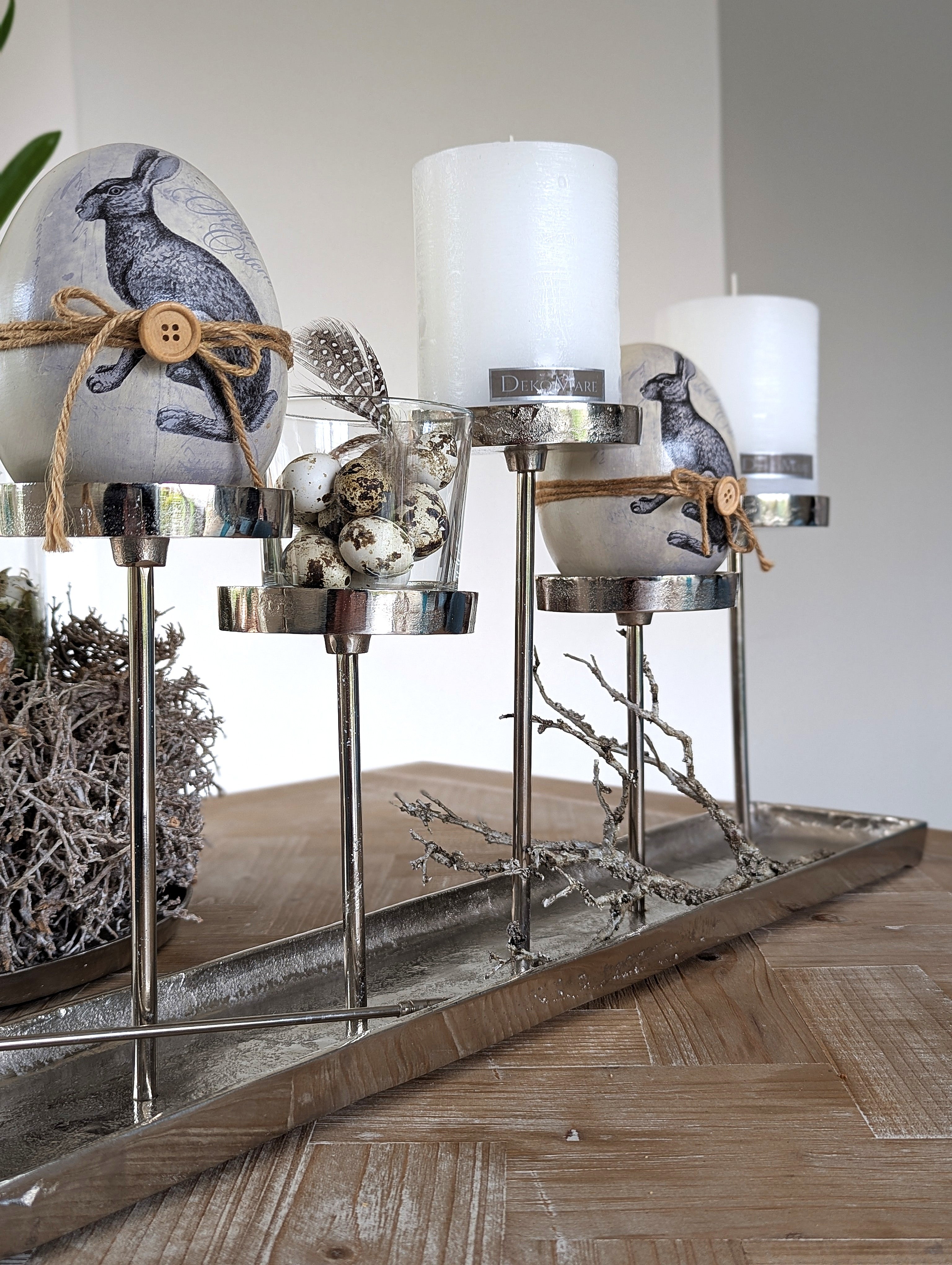 Silber Tablett lang Kerzenhalter