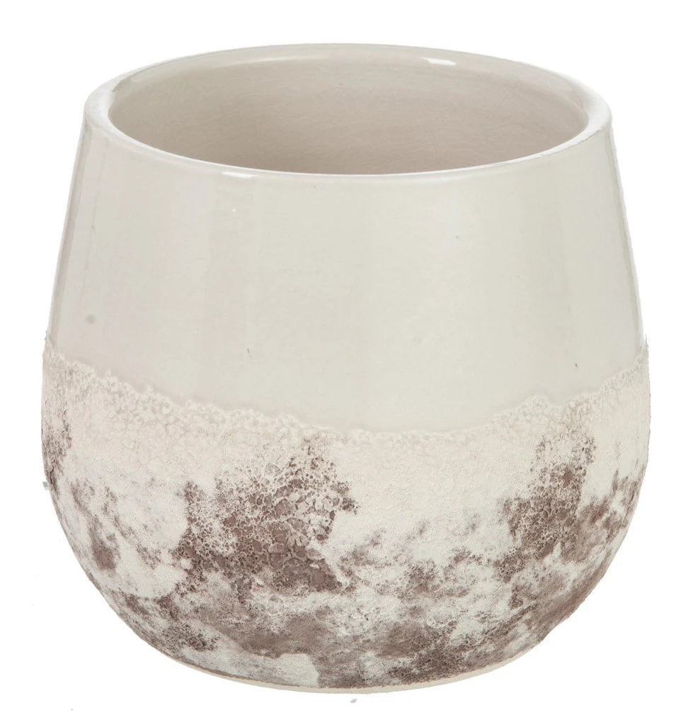 Übertopf Oceane Keramik beige rund