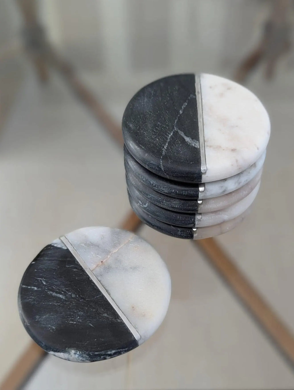 6er-Untersetzer-Set aus Marmor