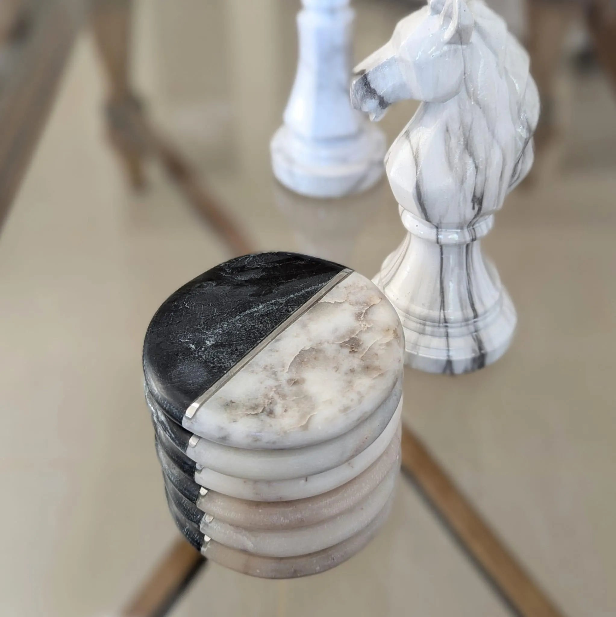 6er-Untersetzer-Set aus Marmor