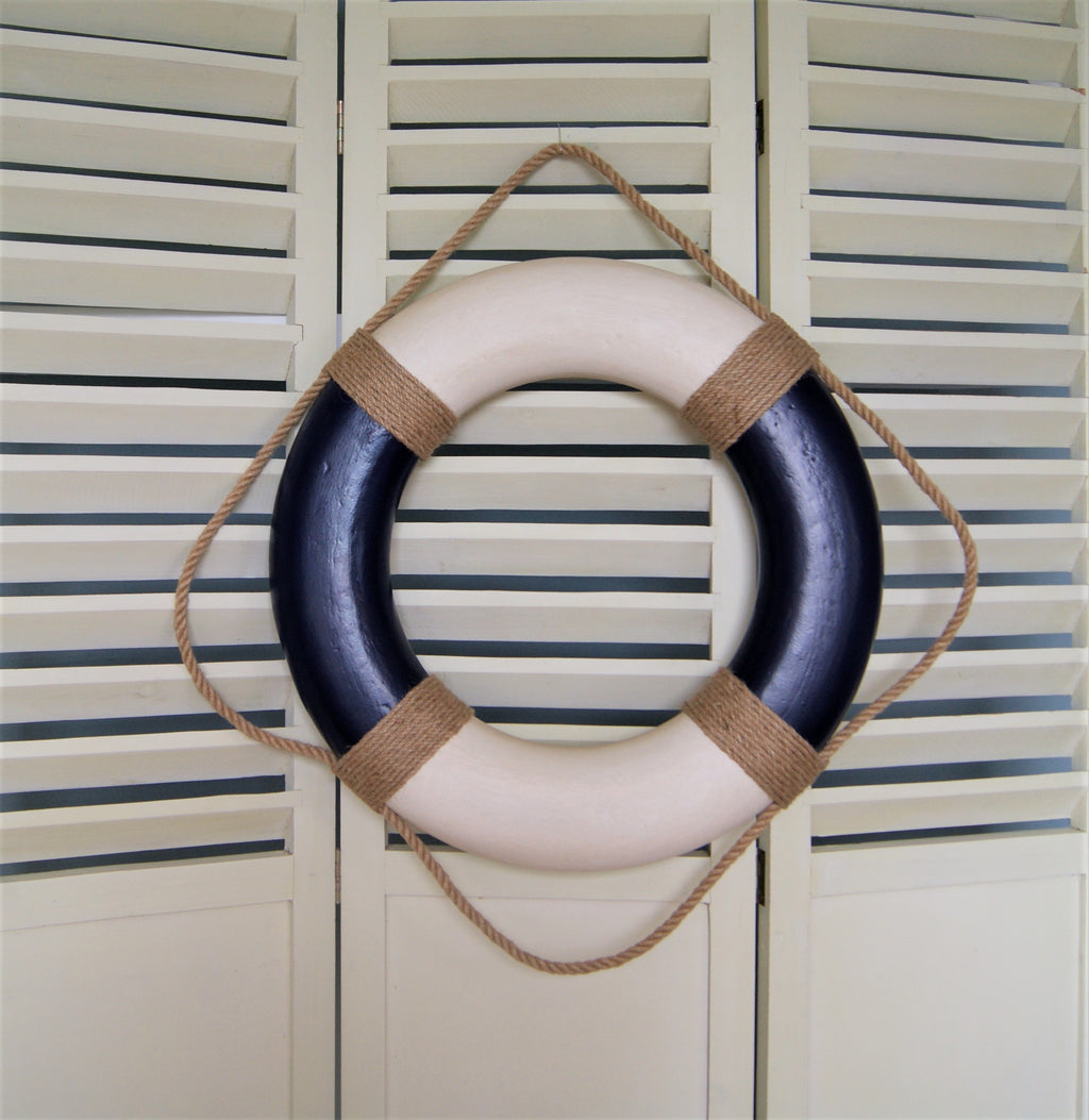 Vintage Rettungsring 50 cm - blau und rot