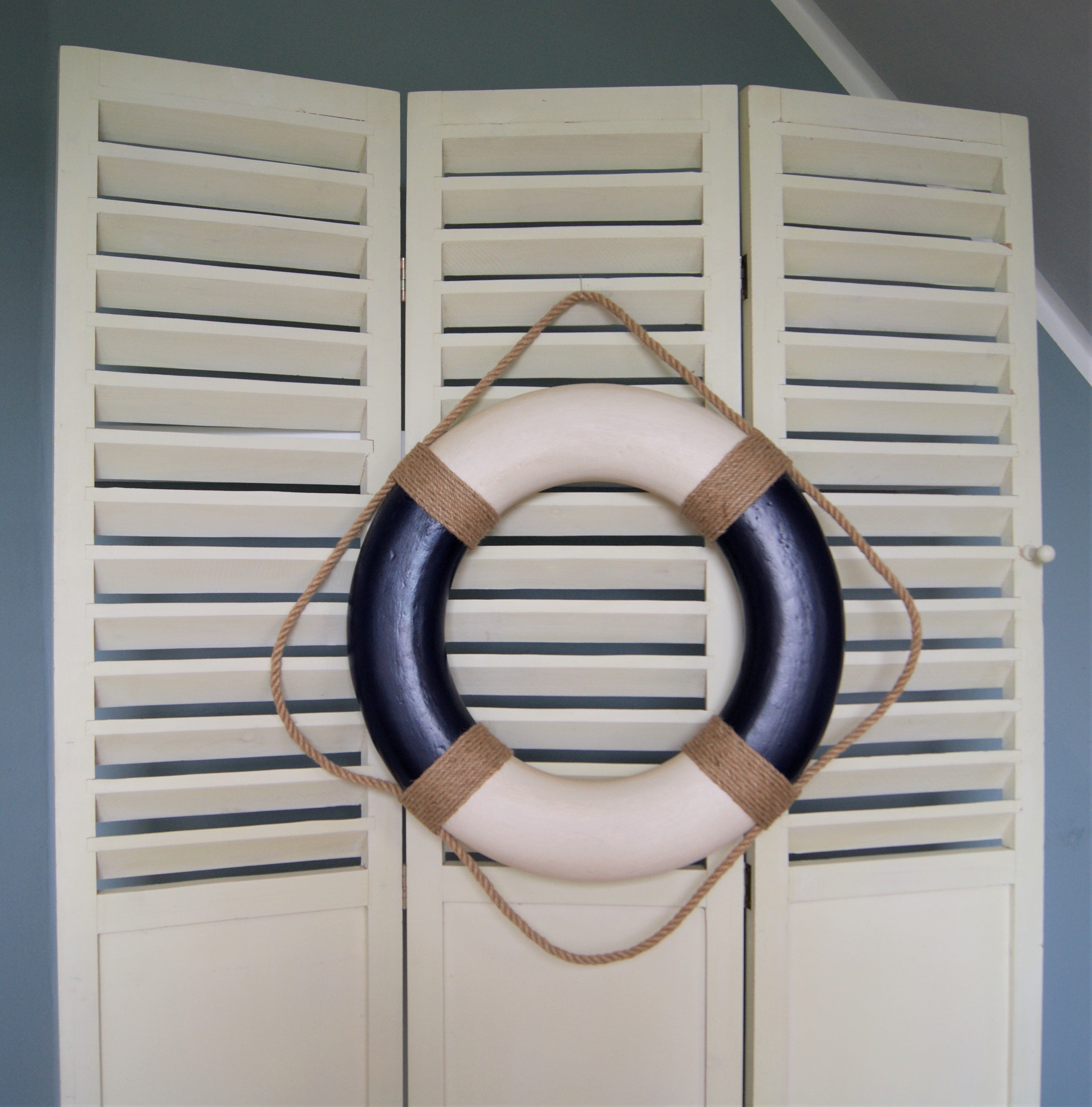 Vintage Rettungsring 50 cm - blau und rot