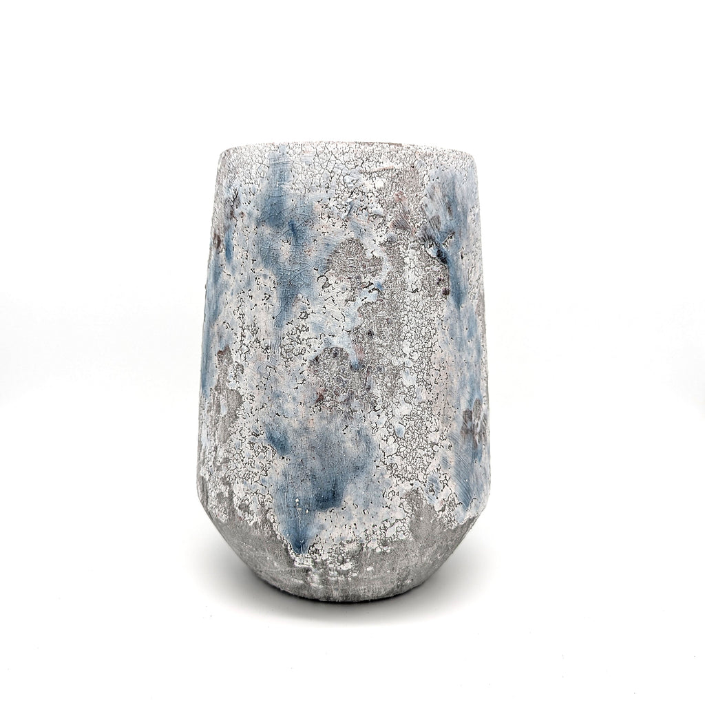Dekorative Vase aus Terrakotta Blau Grau