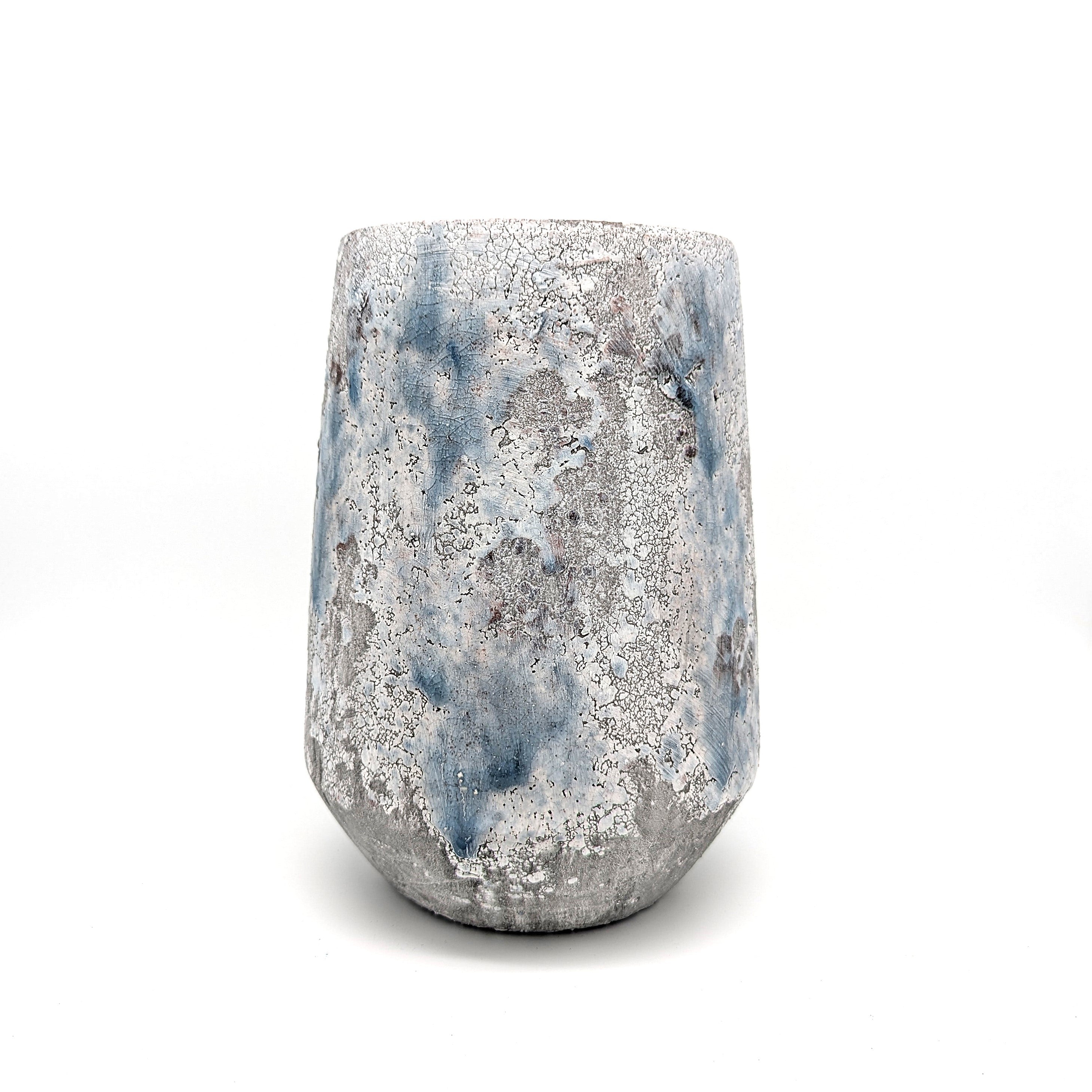 Dekorative Vase aus Terrakotta Blau Grau