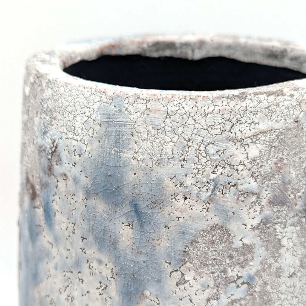 Dekorative Vase aus Terrakotta Blau Grau