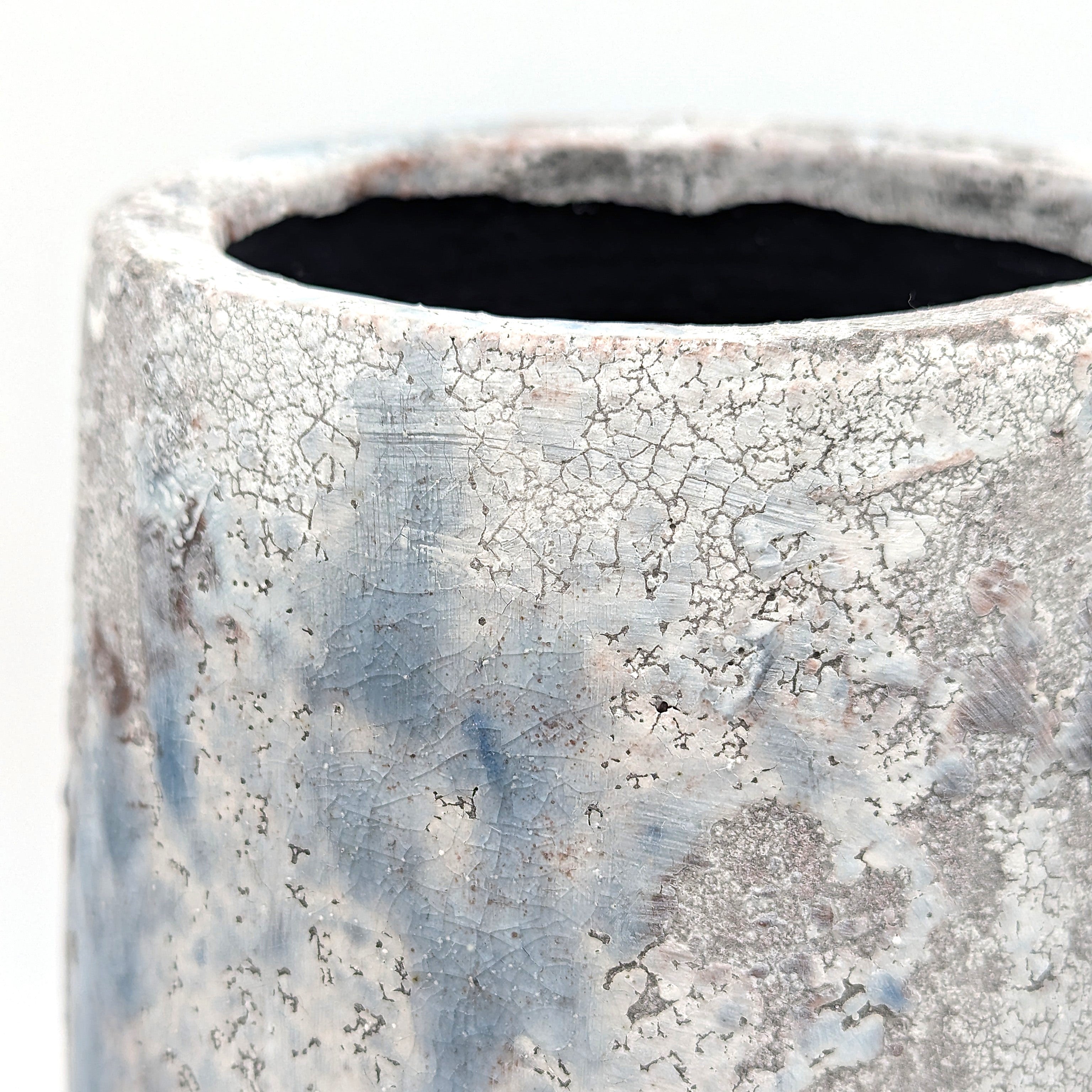 Dekorative Vase aus Terrakotta Blau Grau