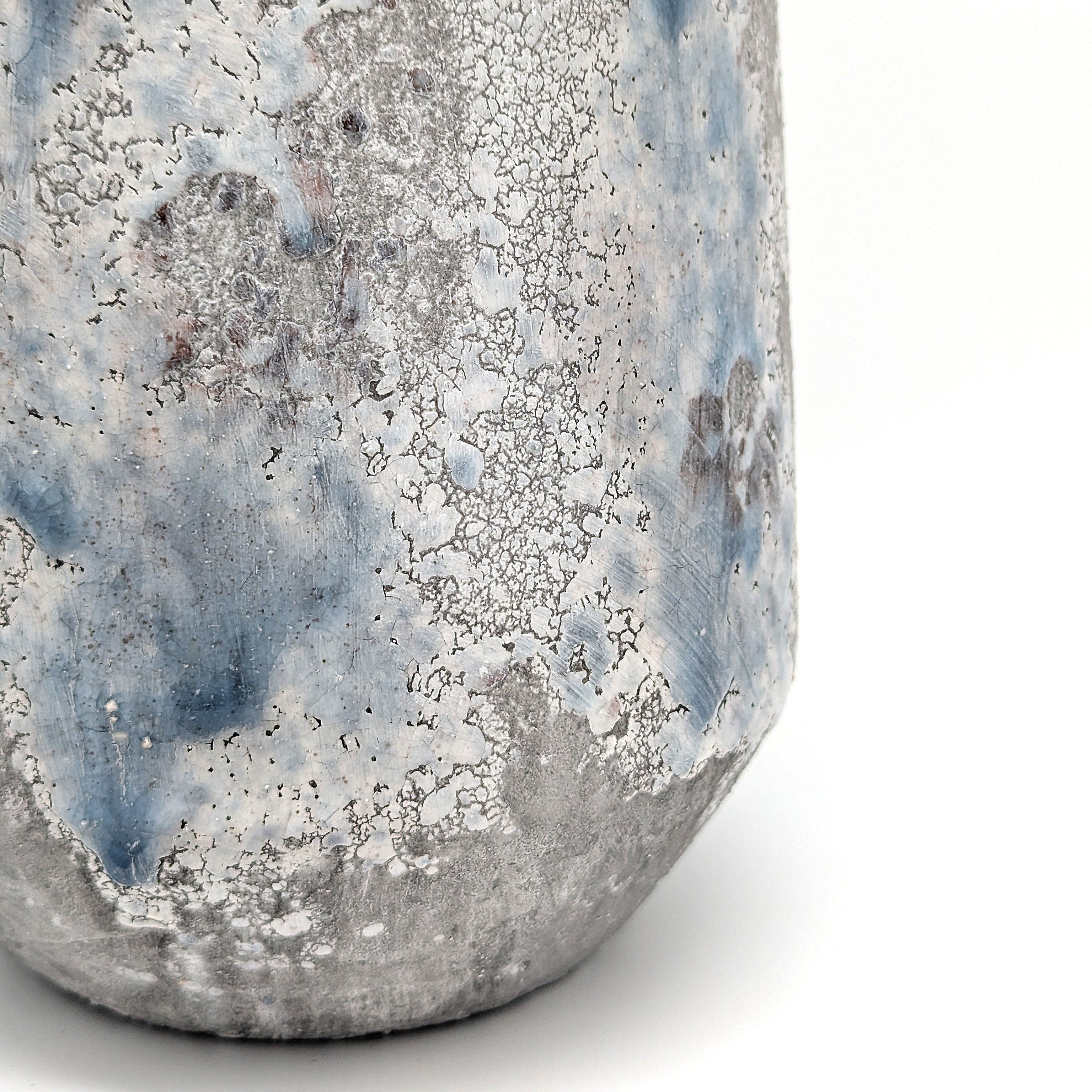 Dekorative Vase aus Terrakotta Blau Grau