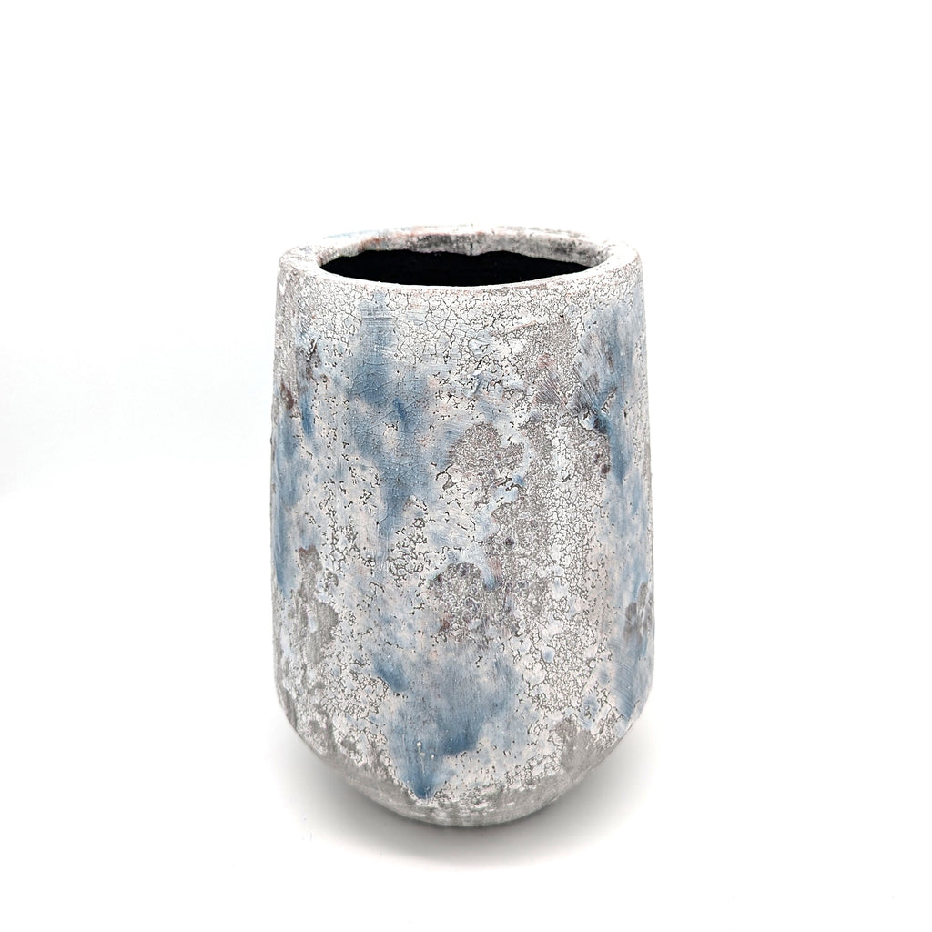 Dekorative Vase aus Terrakotta Blau Grau