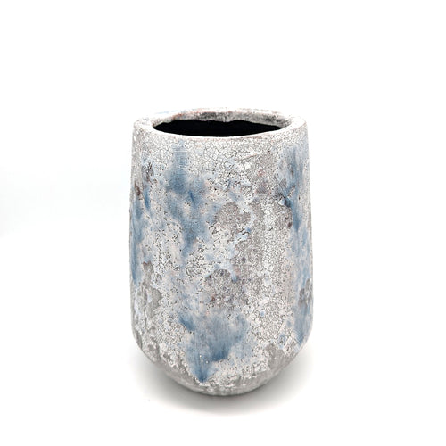Dekorative Vase aus Terrakotta Blau Grau