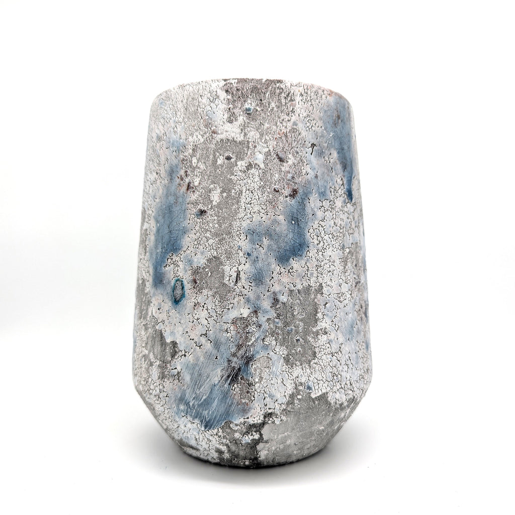 Dekorative Vase aus Terrakotta Blau Grau