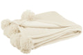 Wohndecke uni Creme mit Pompons